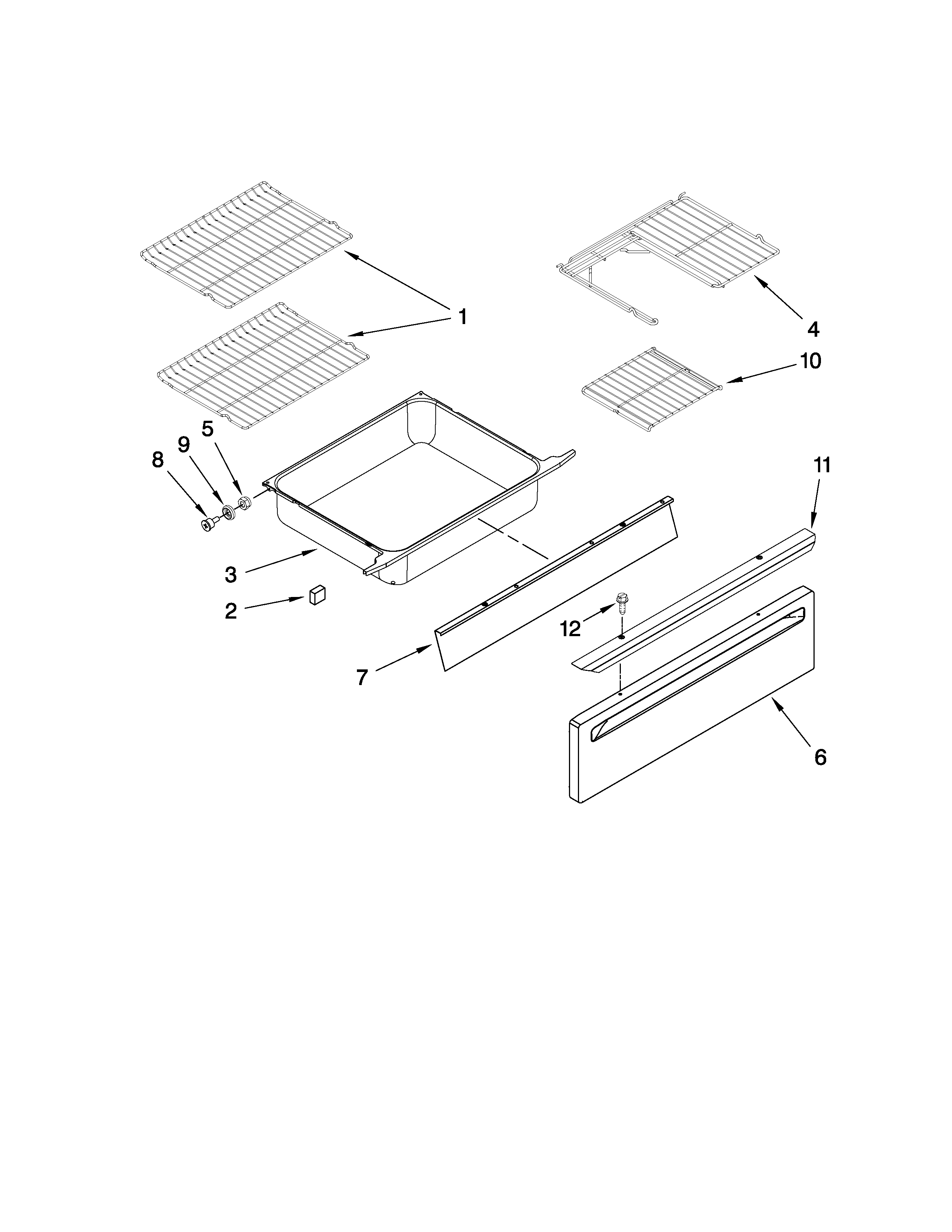 Drawer and rack parts
