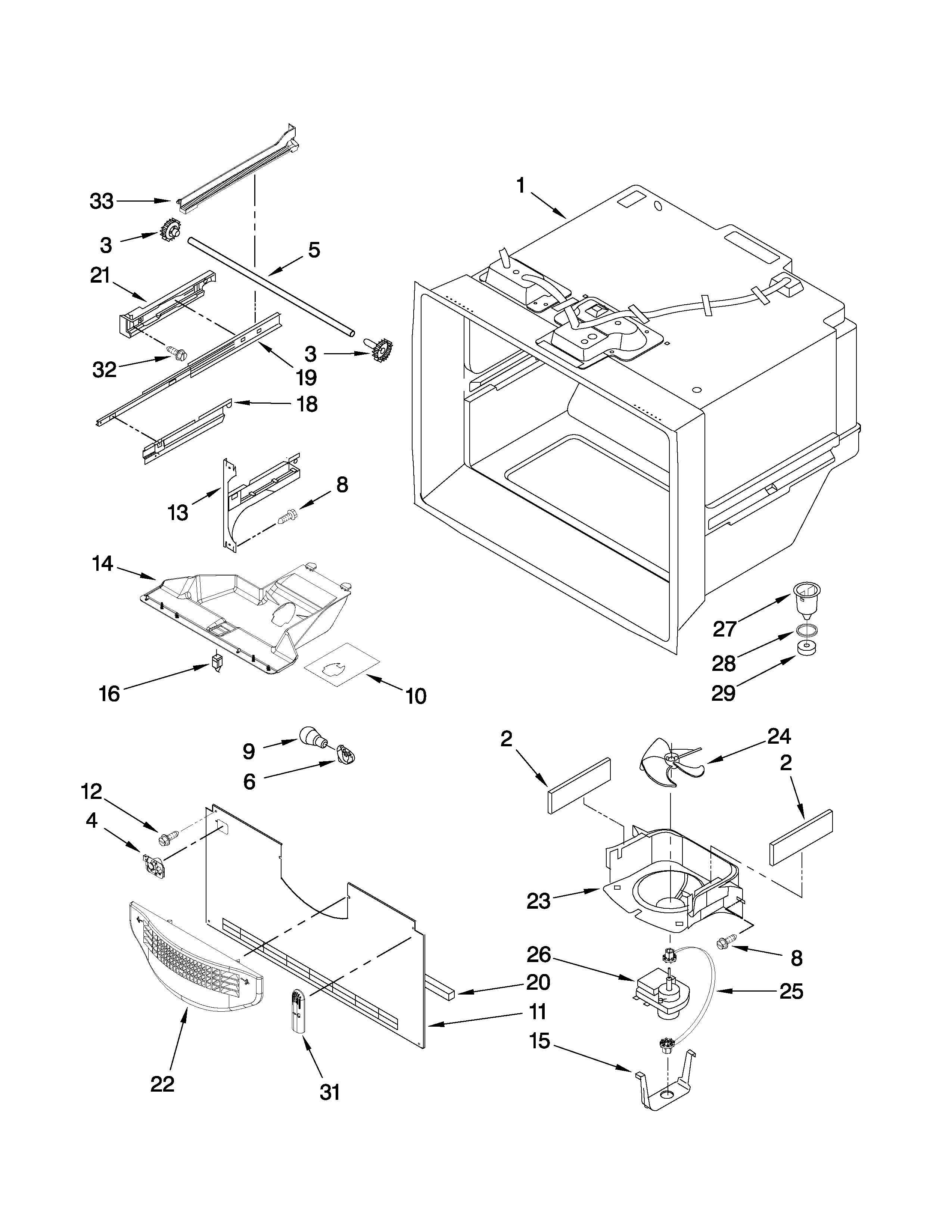 Freezer liner parts