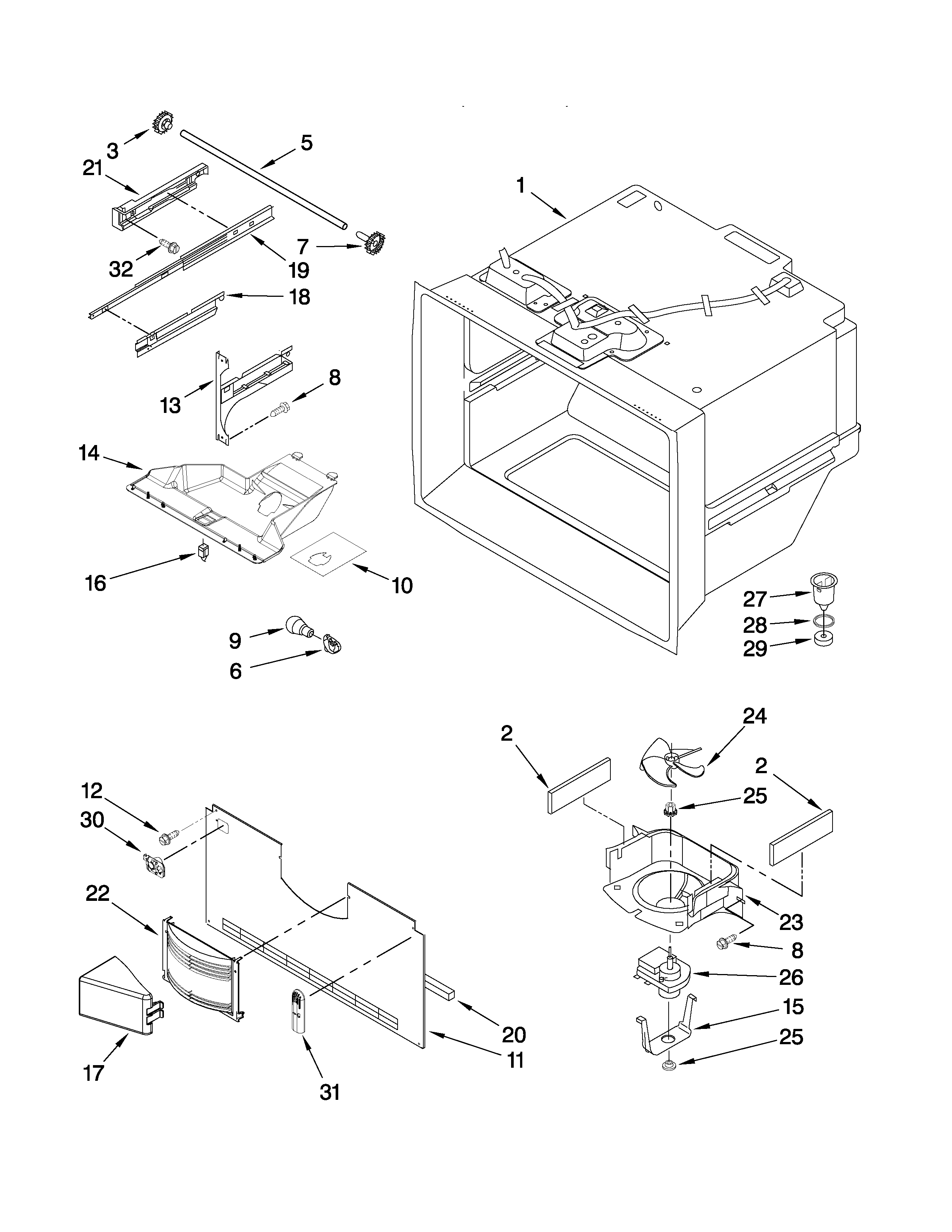 Freezer liner parts