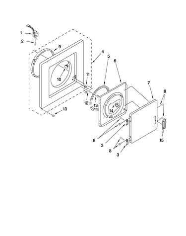 Dryer front panel and door parts