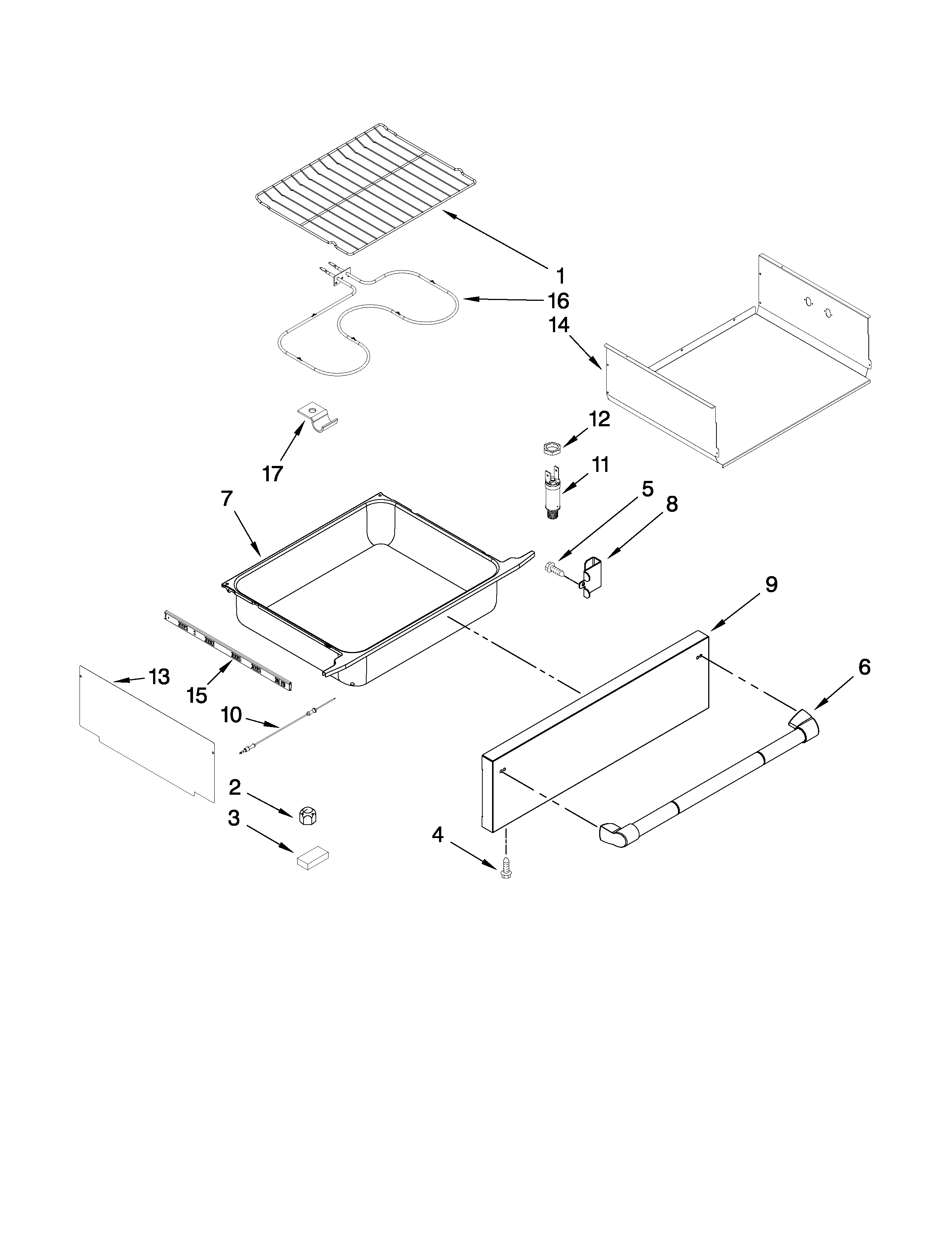 Drawer and rack parts