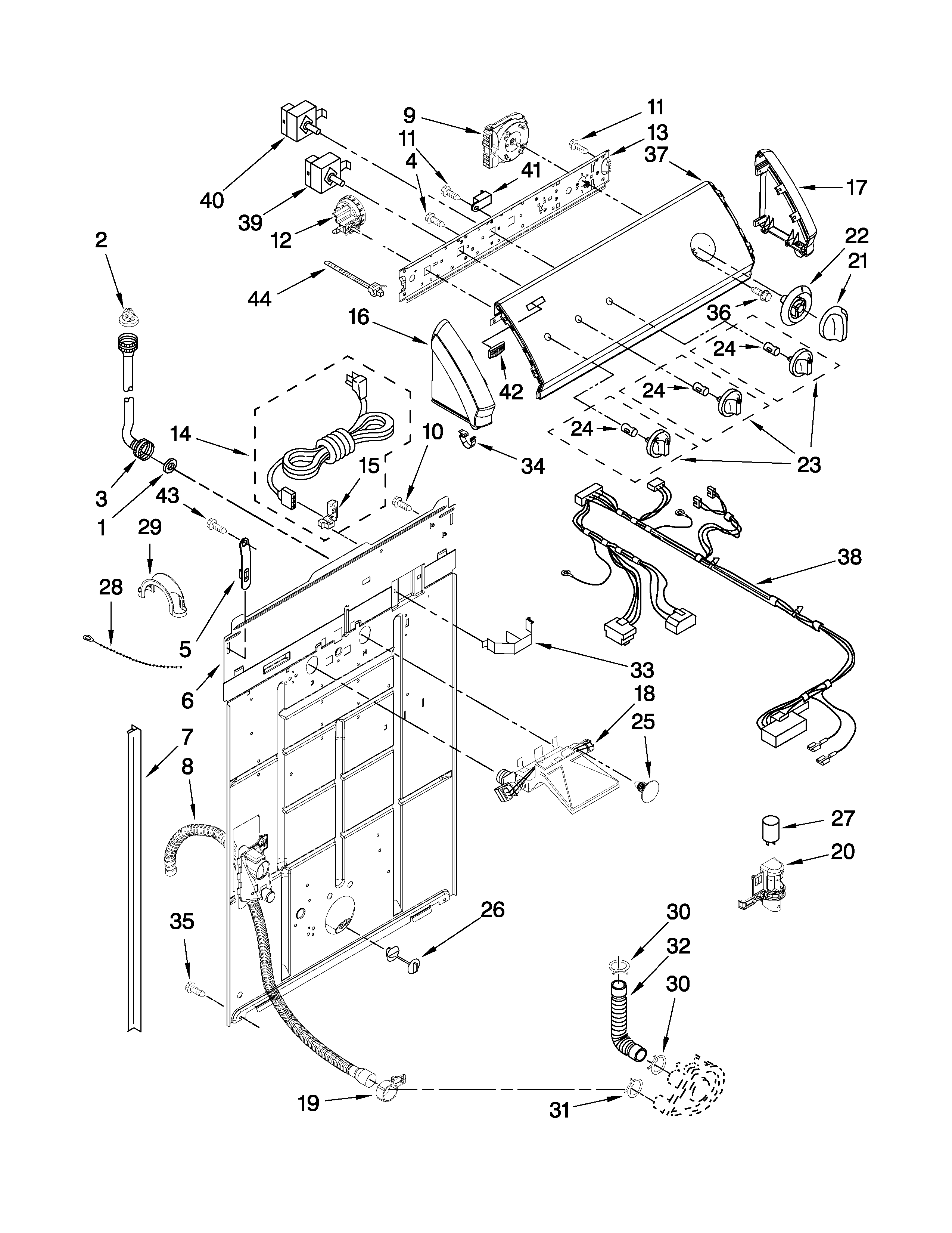 Controls and rear panel parts