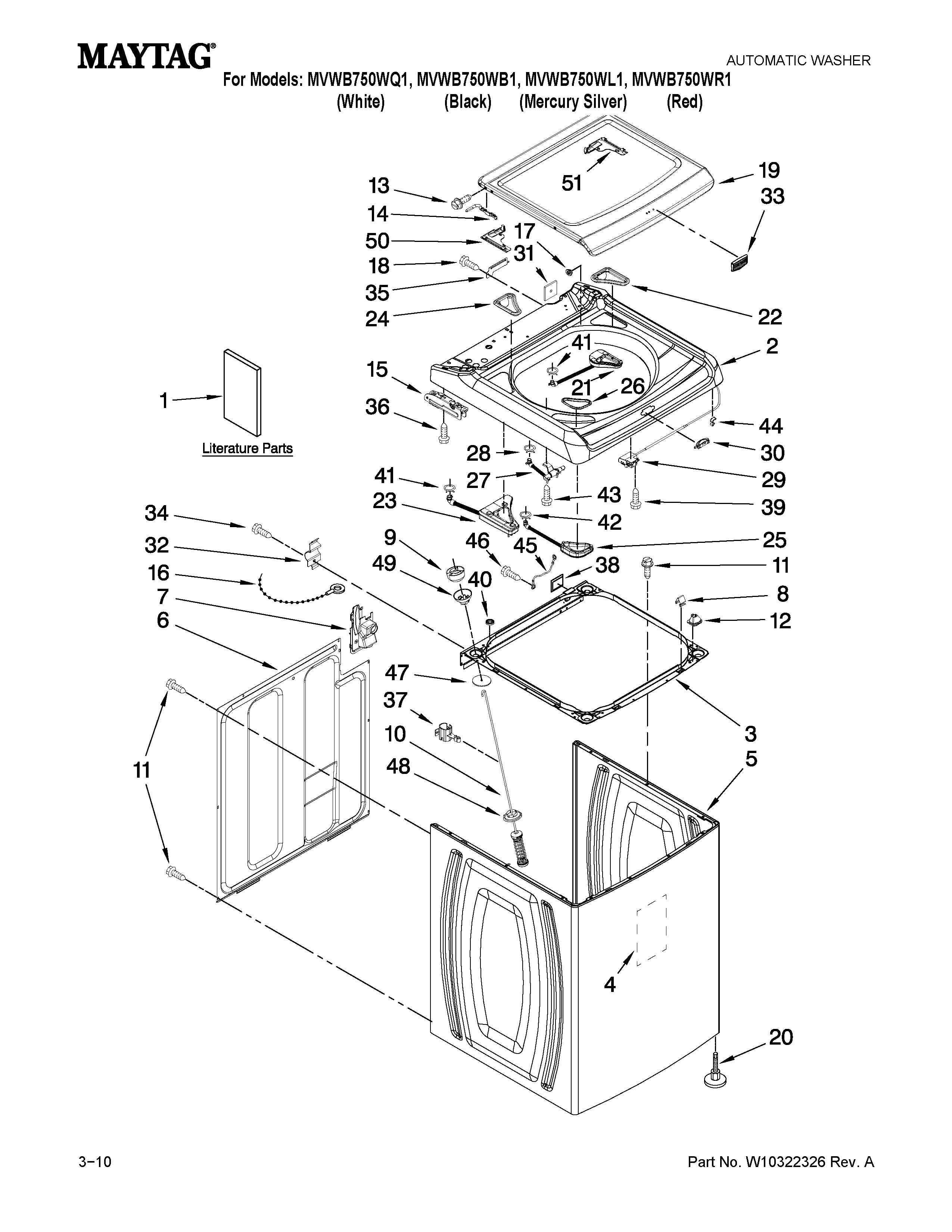 Top and cabinet parts