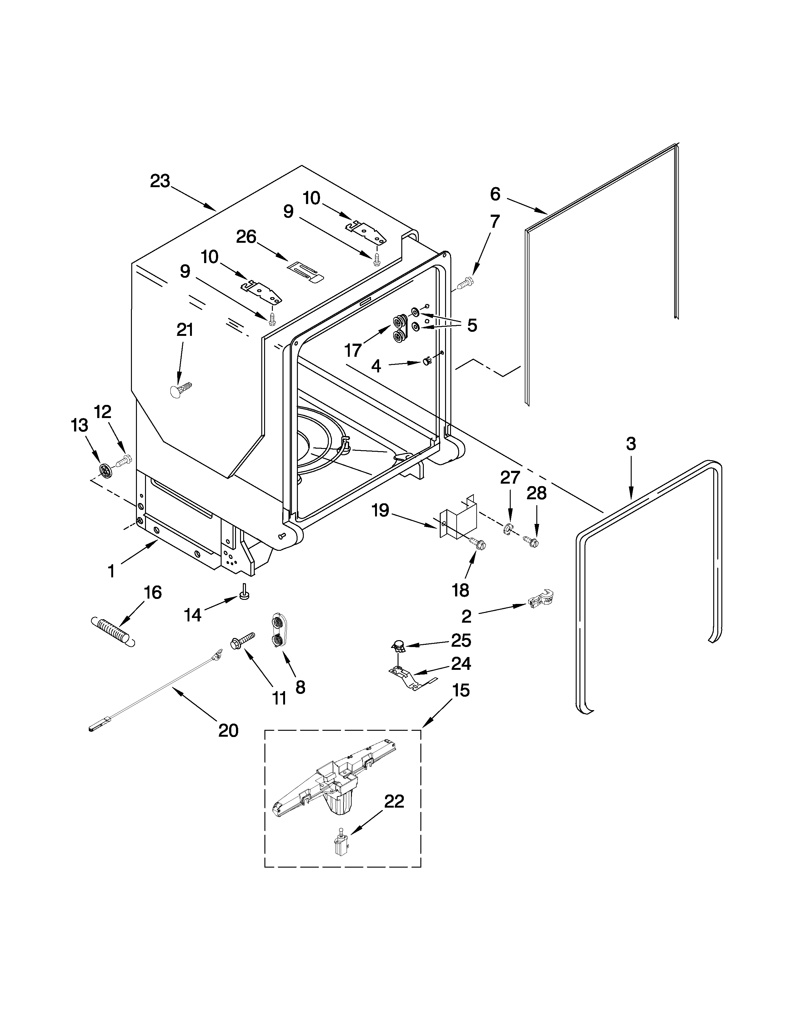 Tub and frame parts