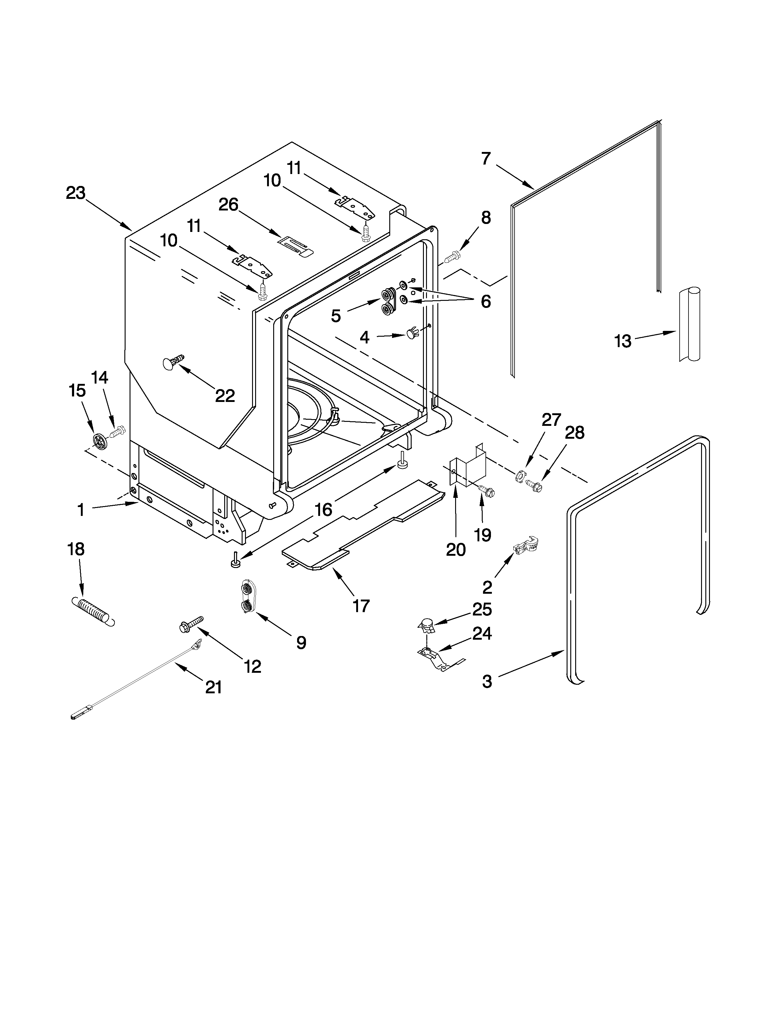 TUB AND FRAME PARTS