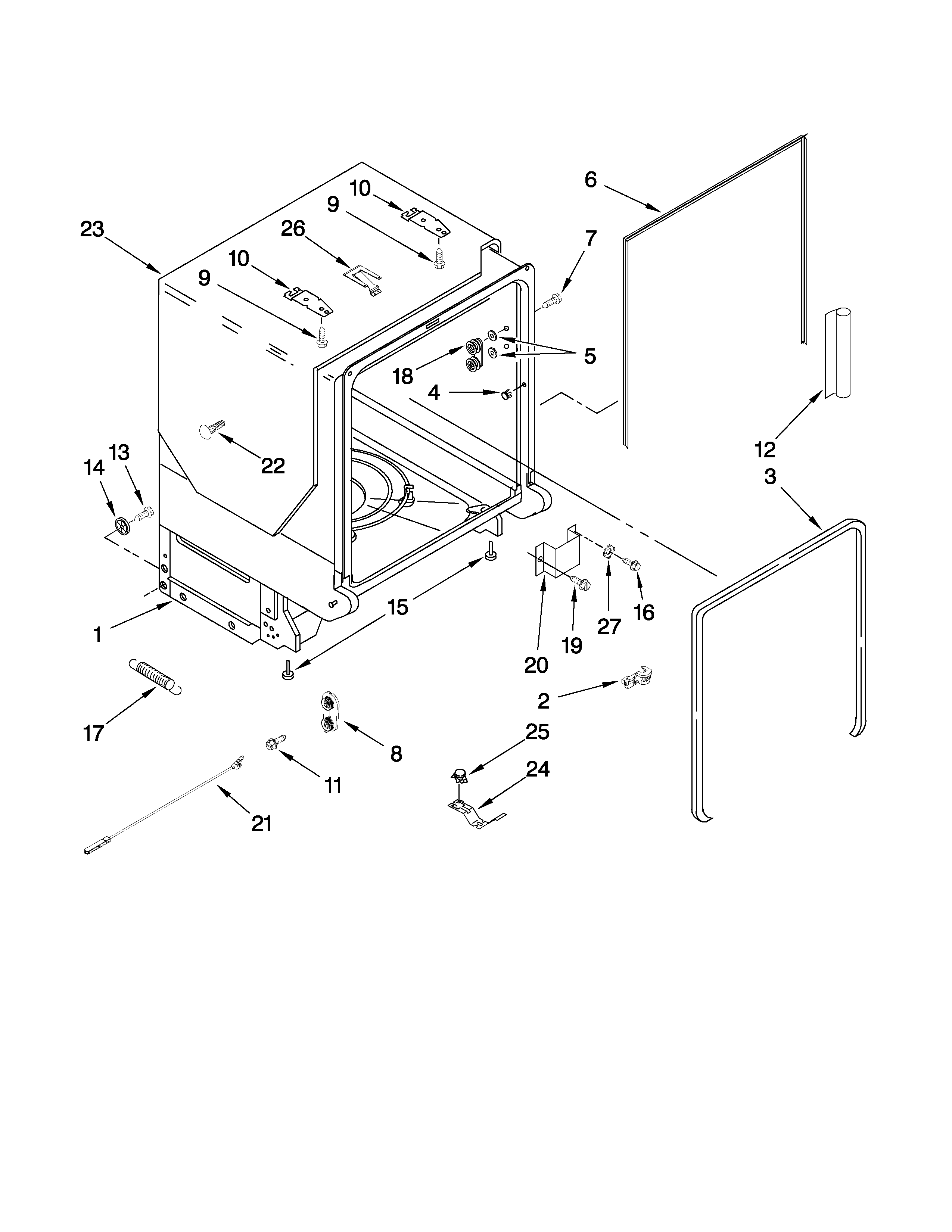 TUB AND FRAME PARTS