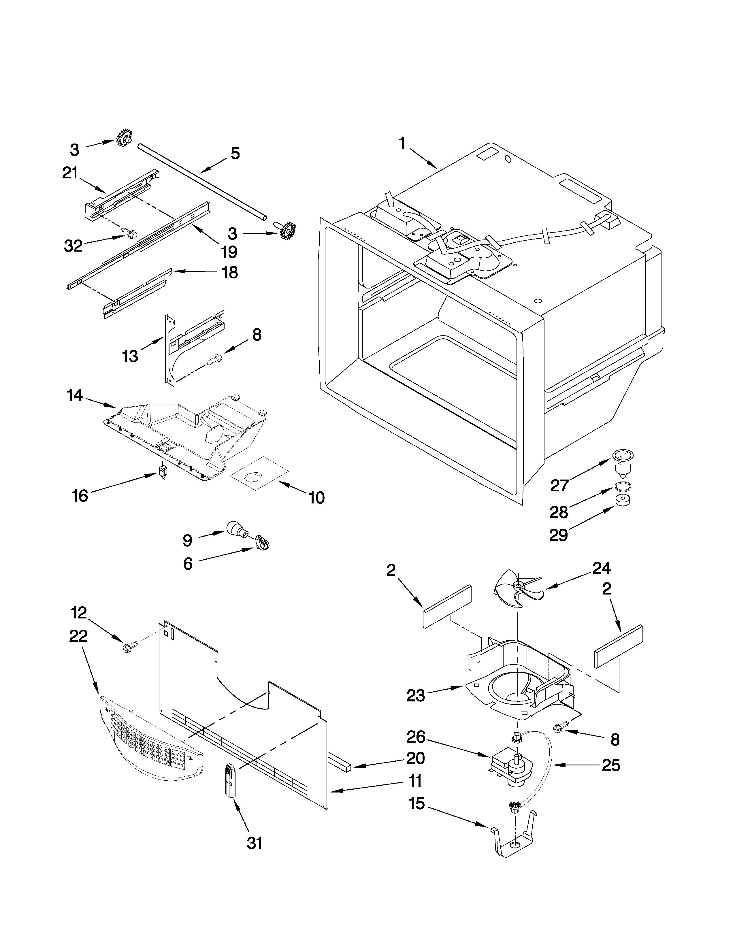 Freezer liner parts