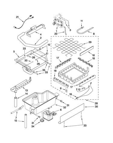 Evaporator, ice cutter grid and water parts