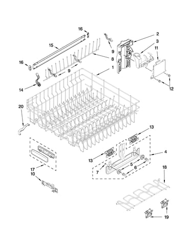 Upper rack and track parts