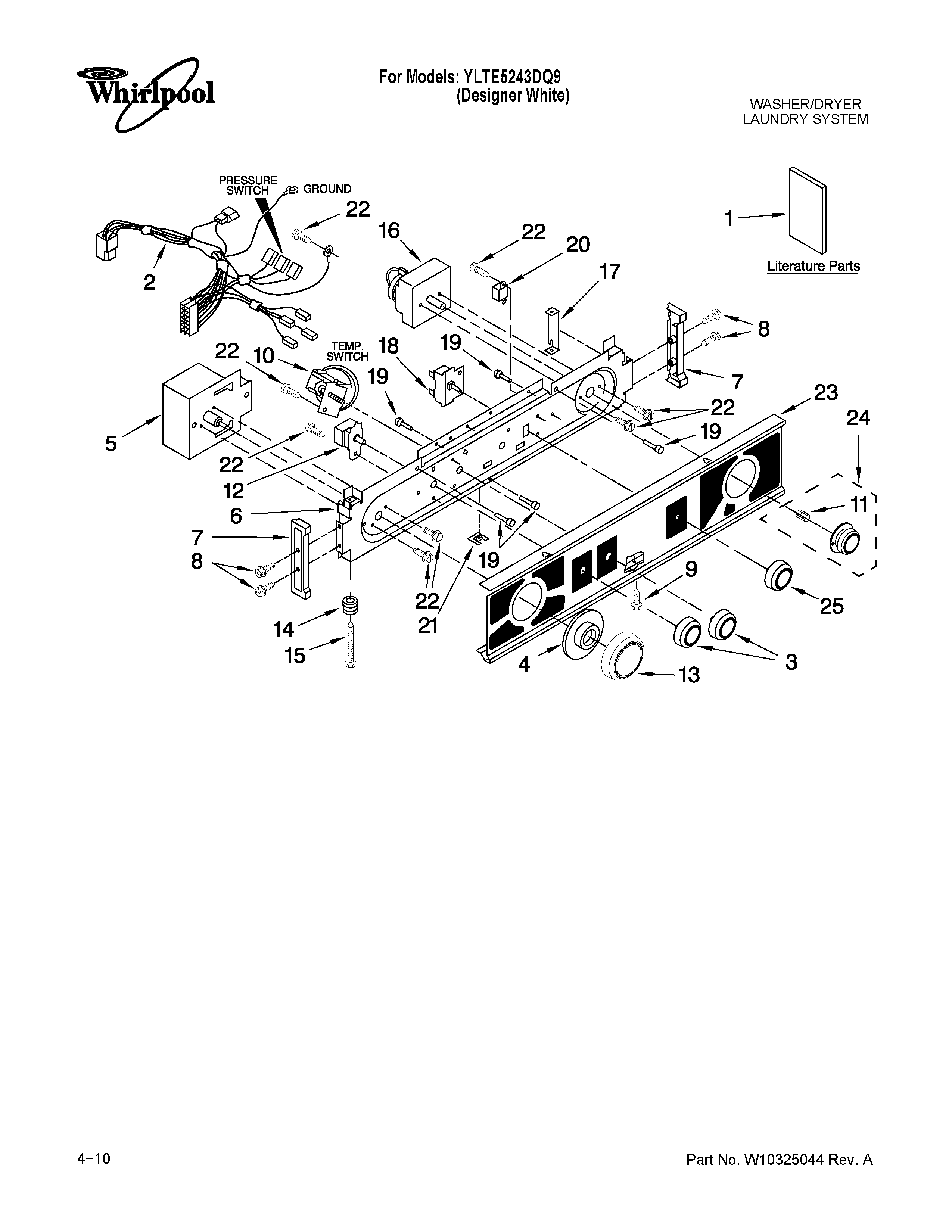 WASHER/DRYER CONTROL PANEL PARTS