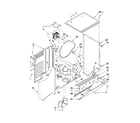 Whirlpool YLTE5243DQ9 dryer cabinet and motor parts diagram