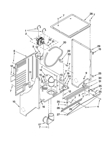 Dryer cabinet and motor parts