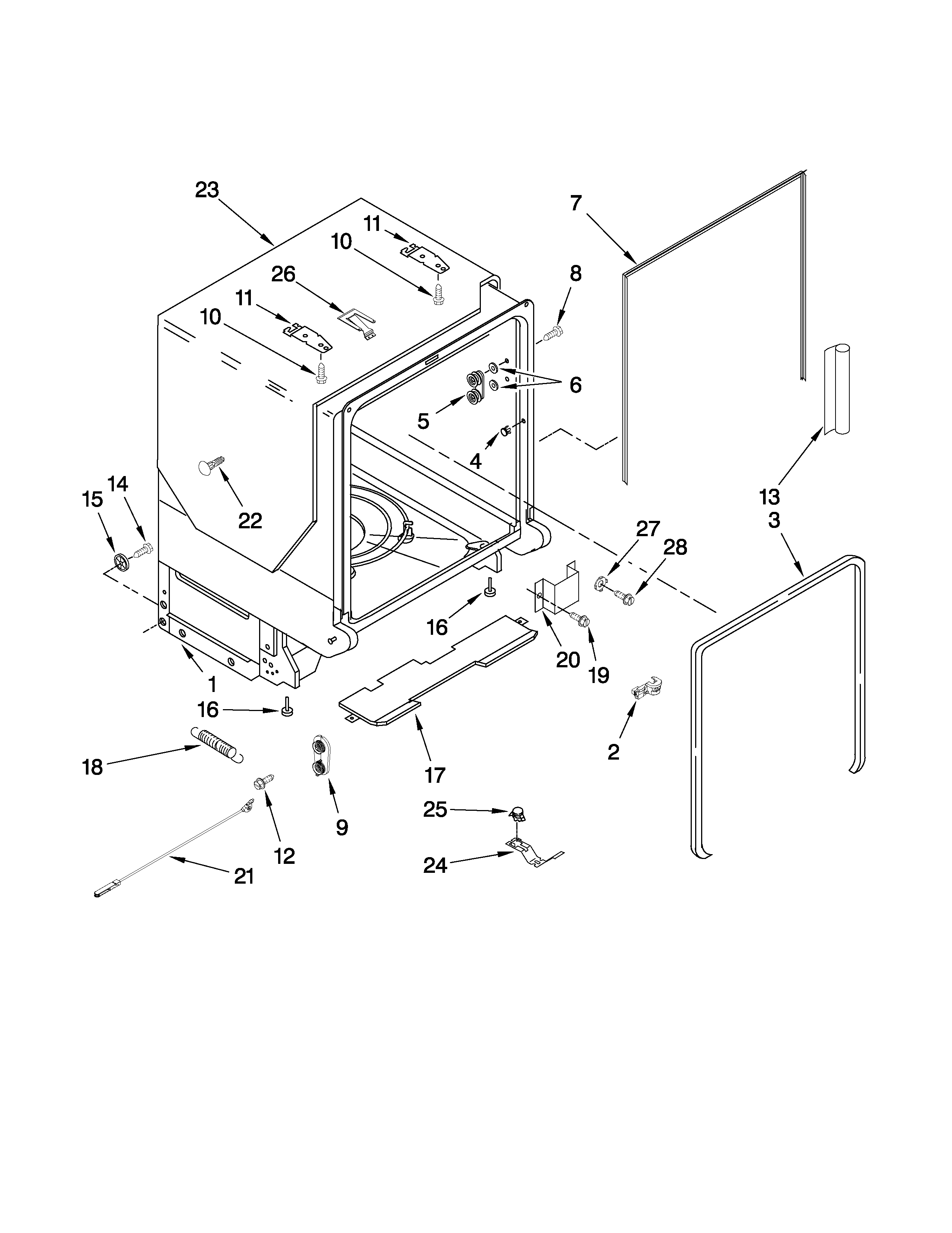 Tub and frame parts