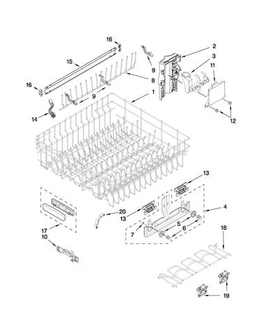 Upper rack and track parts
