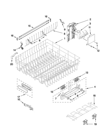 Upper rack and track parts