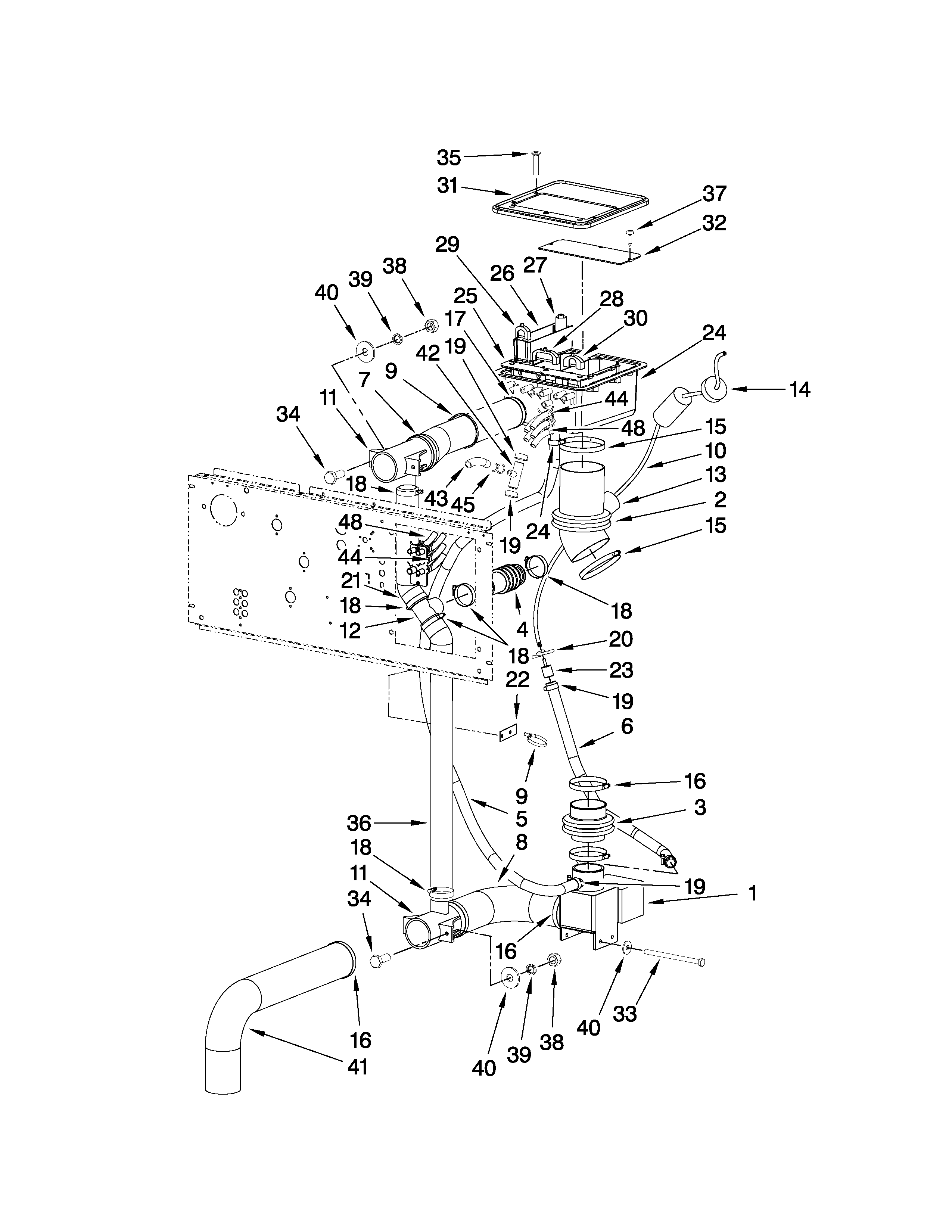 SOAP HOPPER AND WATER SYSTEM PARTS