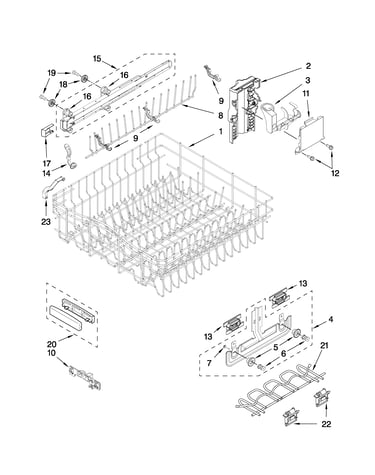 Upper rack and track parts