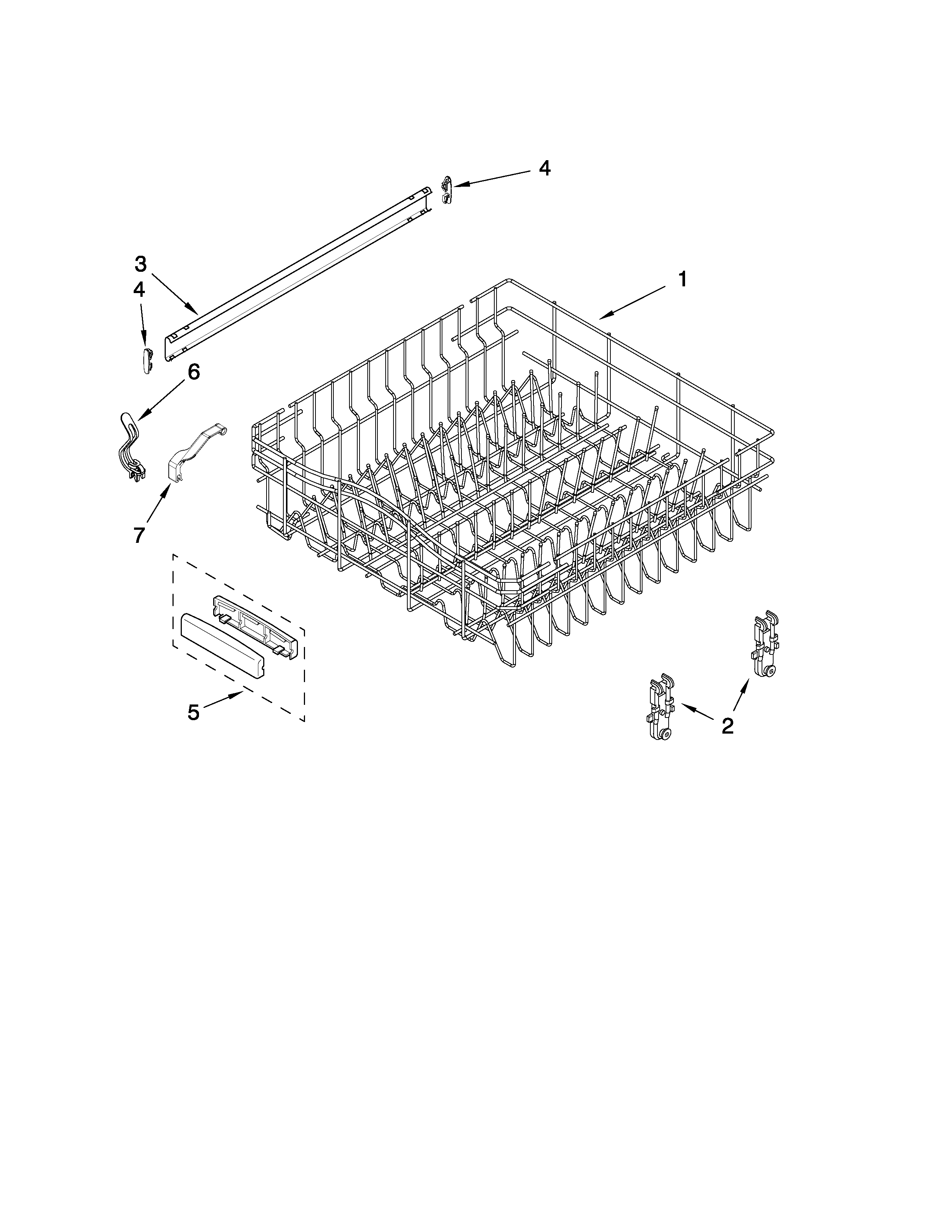 Upper rack and track parts