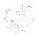 Burner box, gas valves, and switches