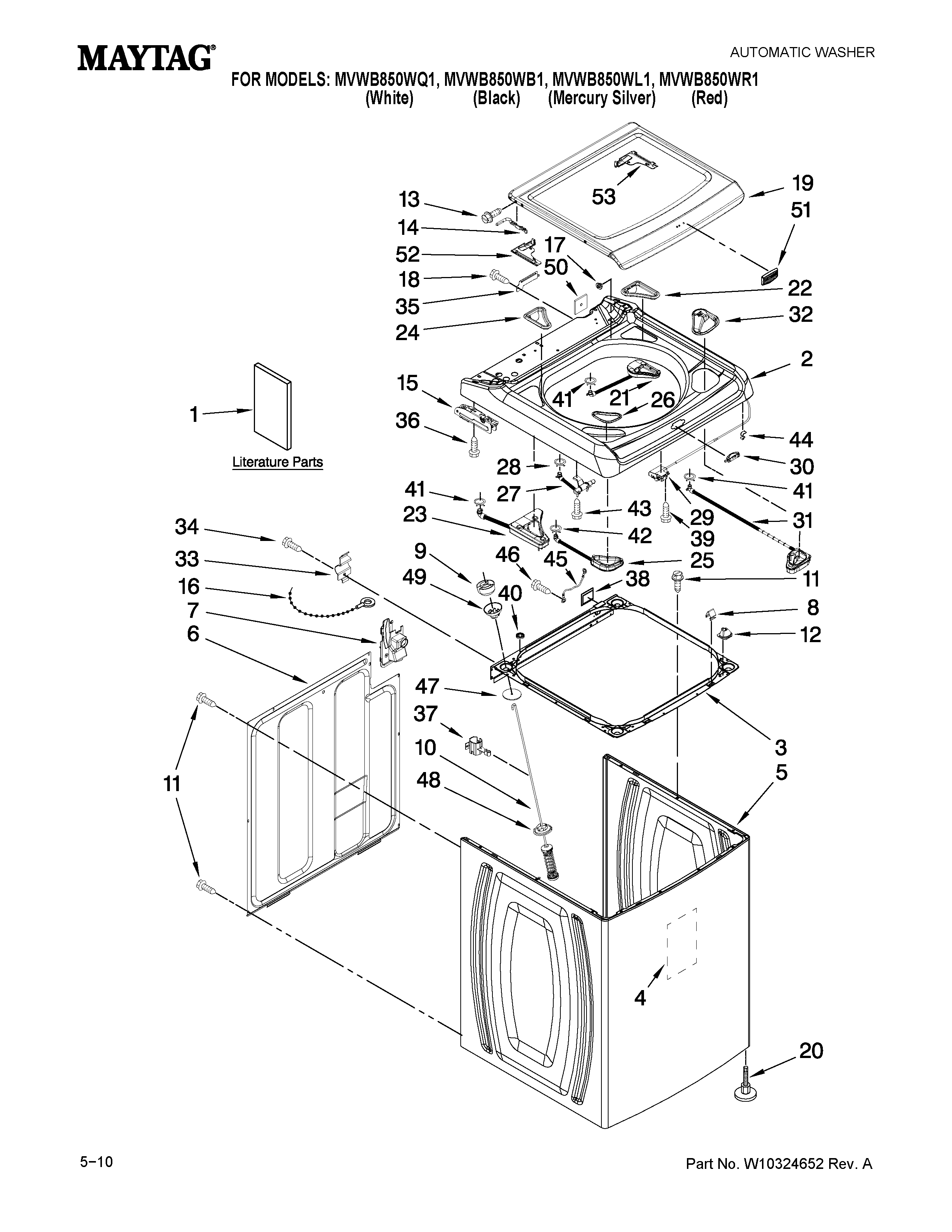 TOP AND CABINET PARTS