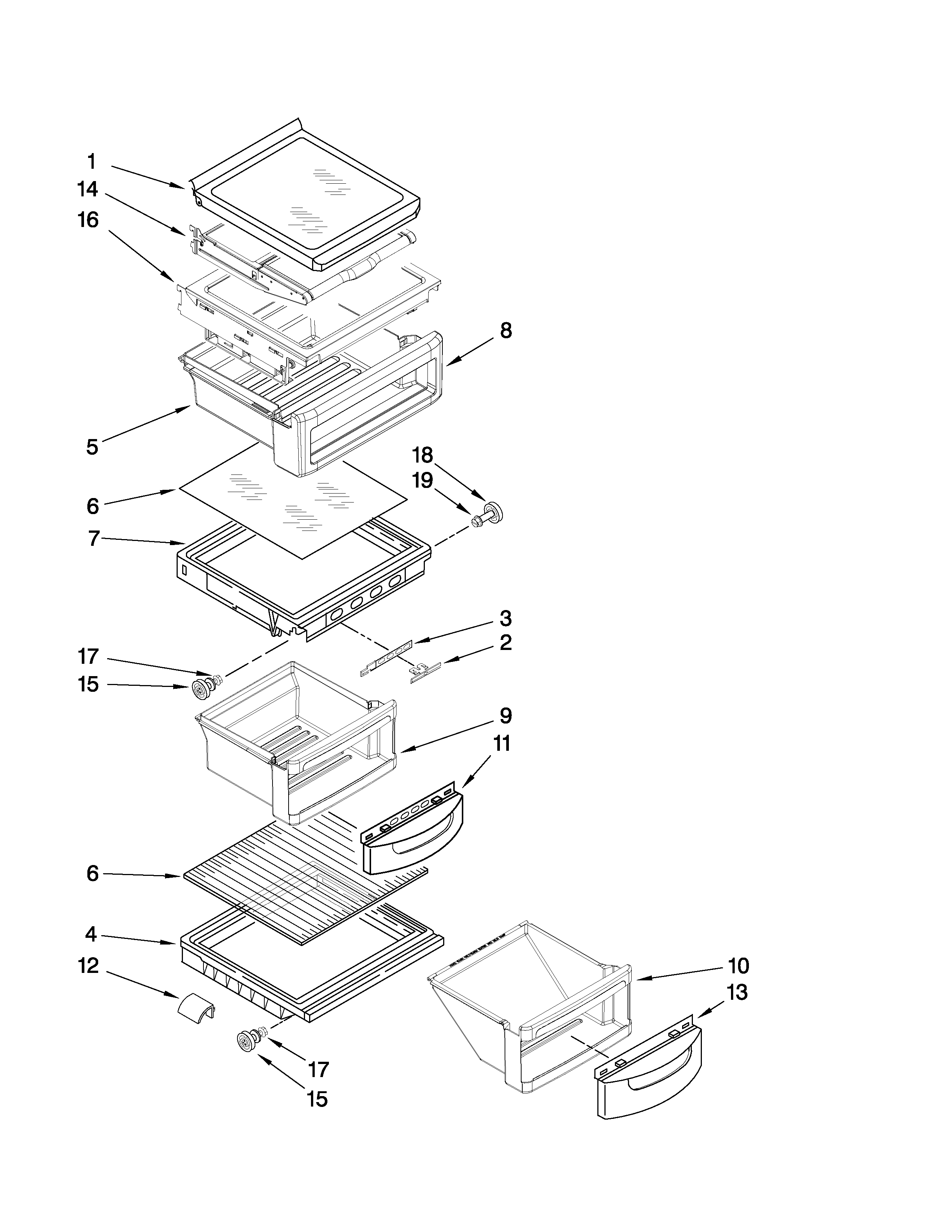 Refrigerator shelf parts