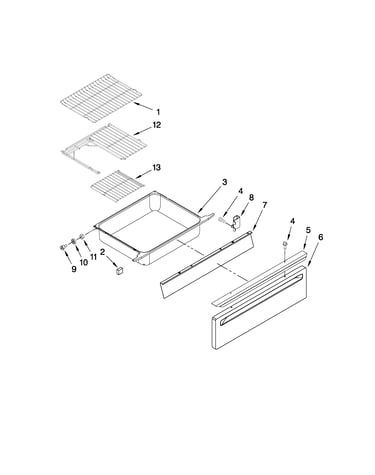 Drawer and rack parts