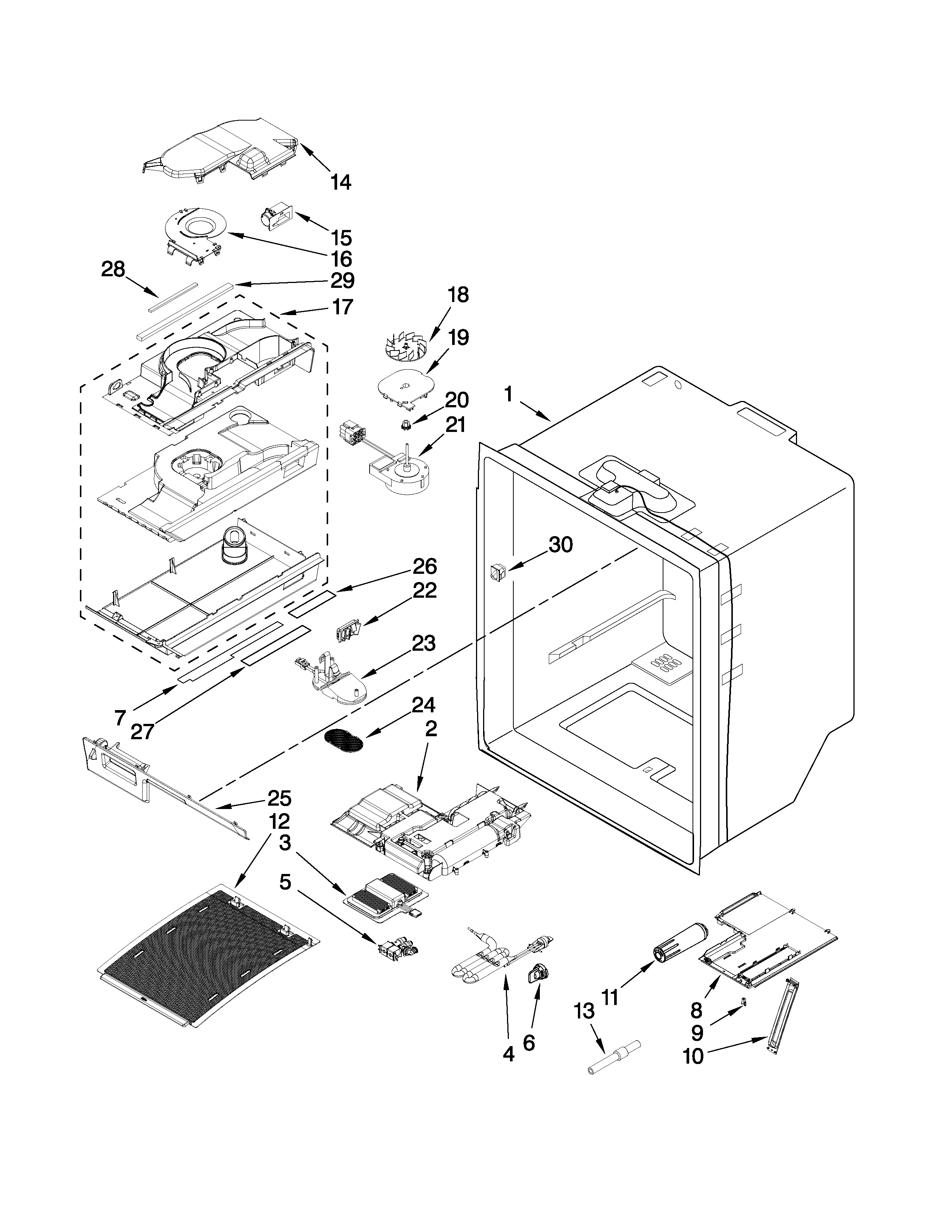 Refrigerator liner parts
