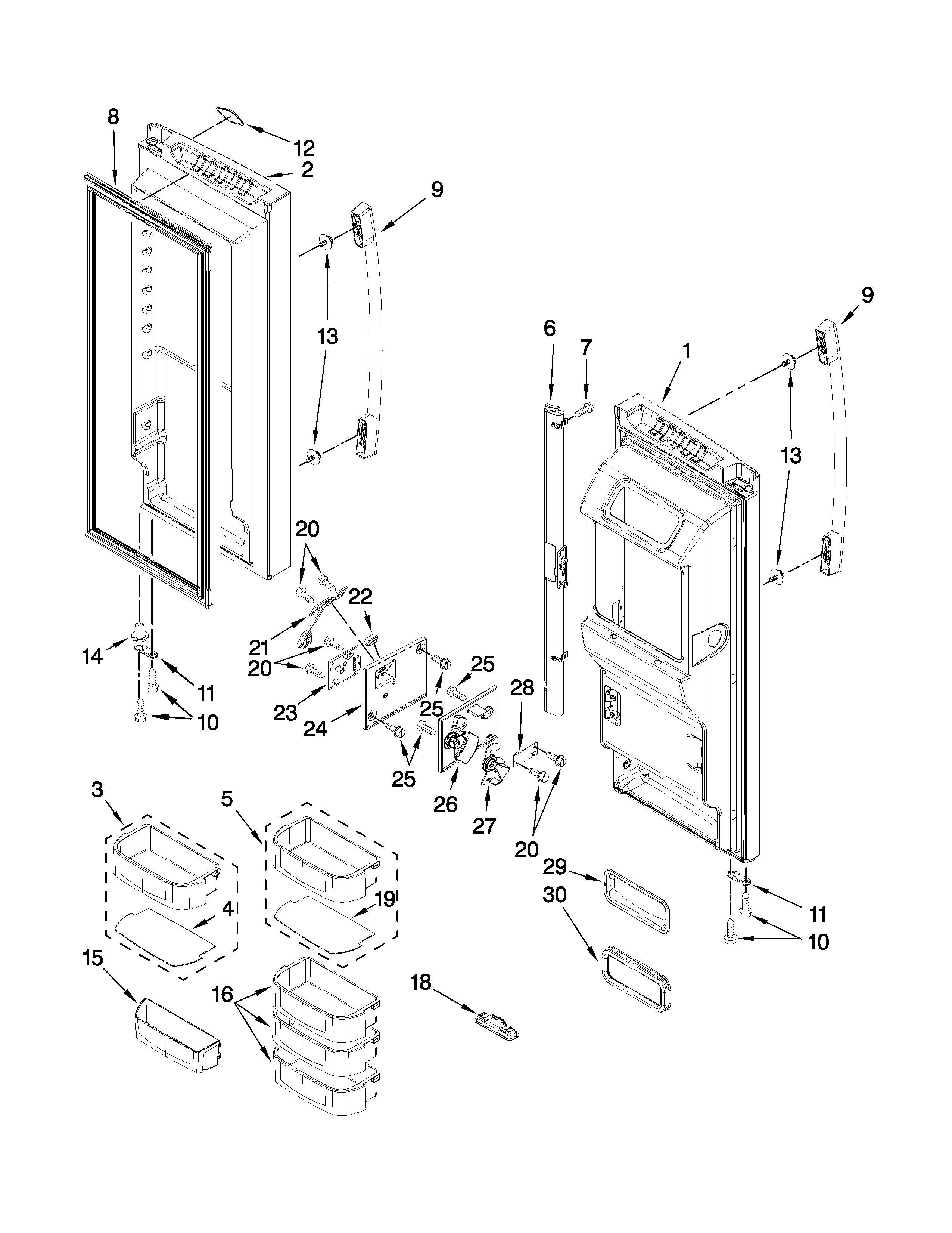 Refrigerator door parts