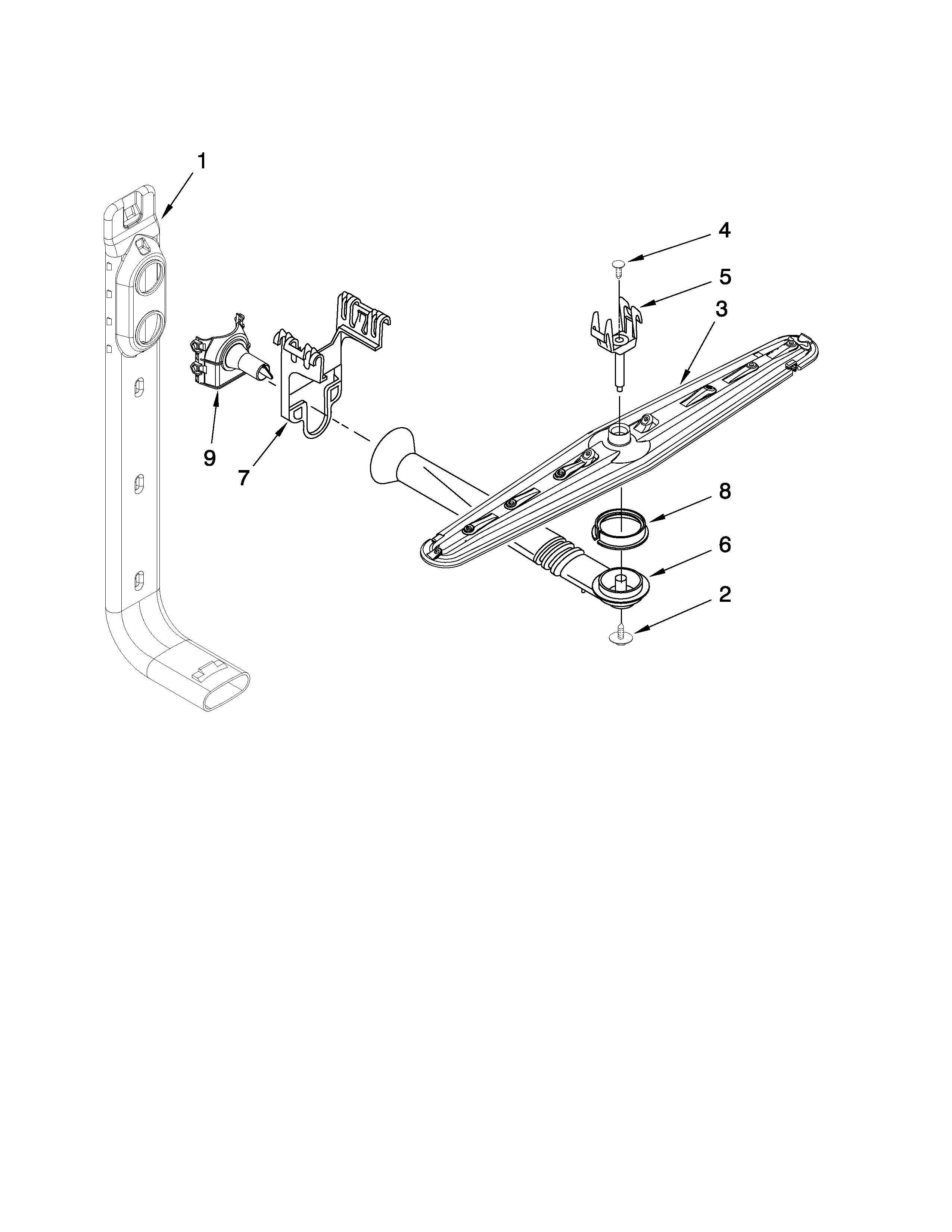 Upper wash and rinse parts