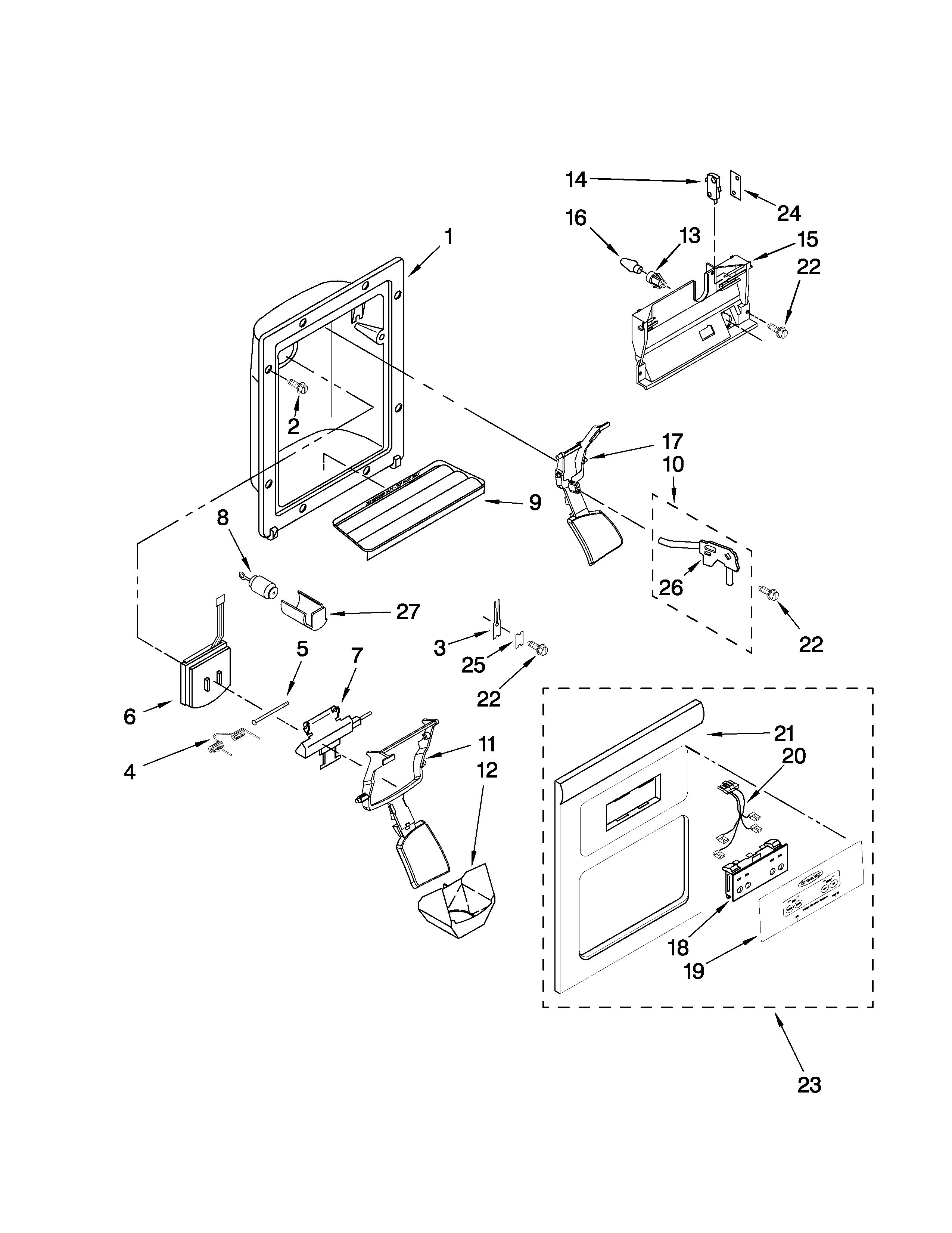 Dispenser front parts