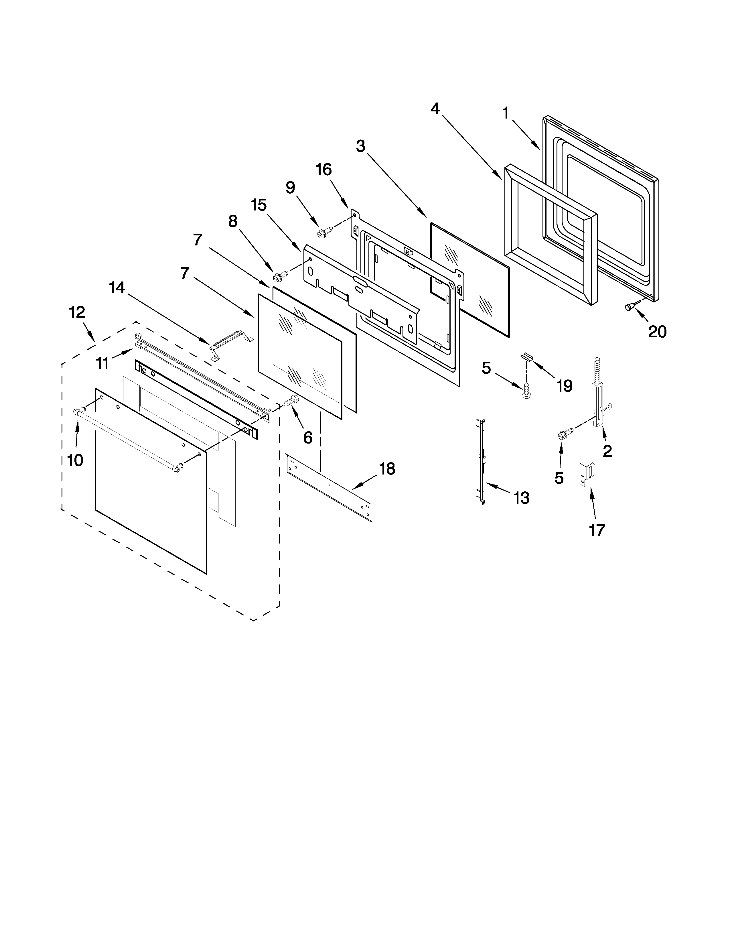 Oven door parts