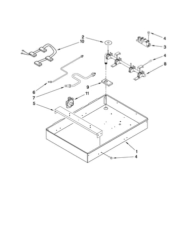 Burner box, gas valves, and switches