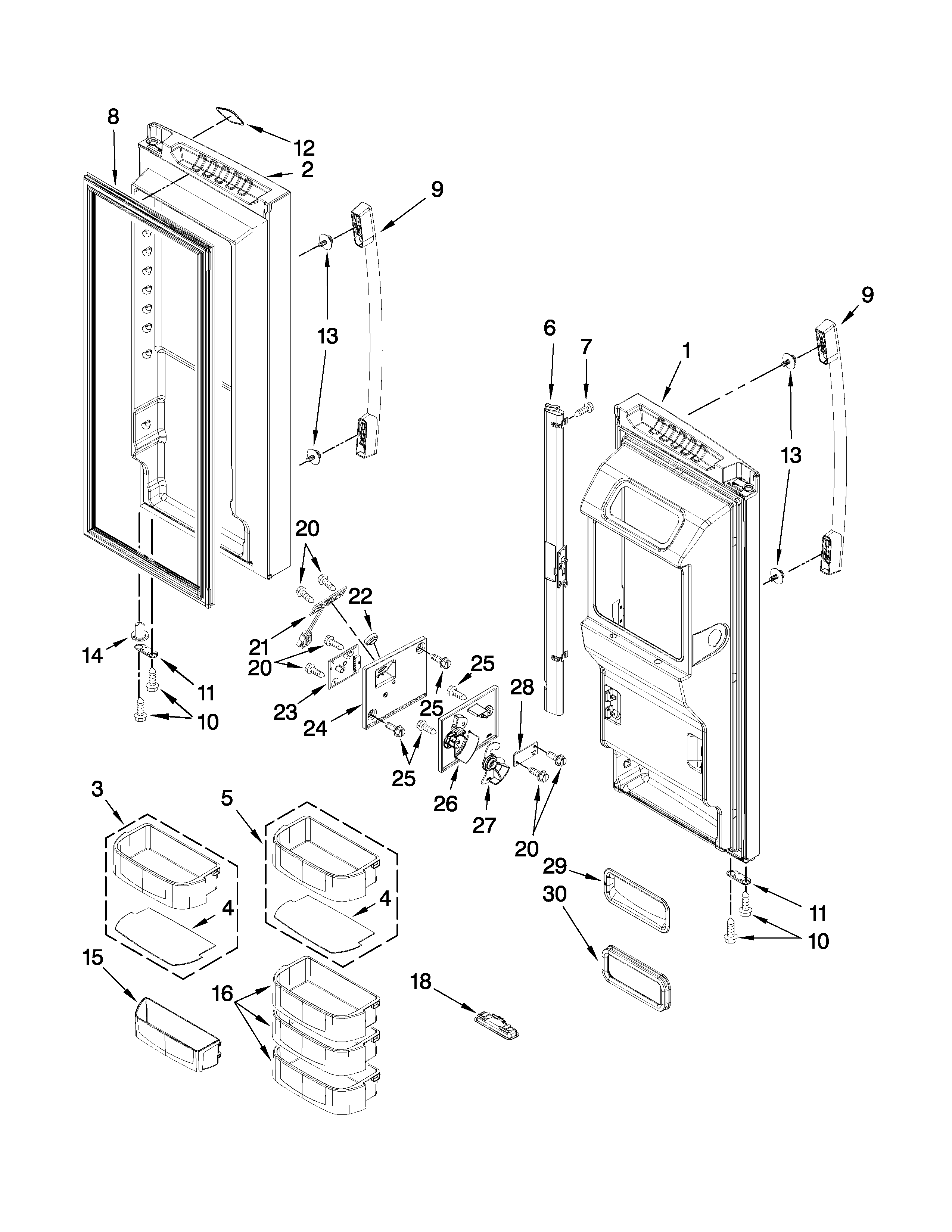 Refrigerator door parts
