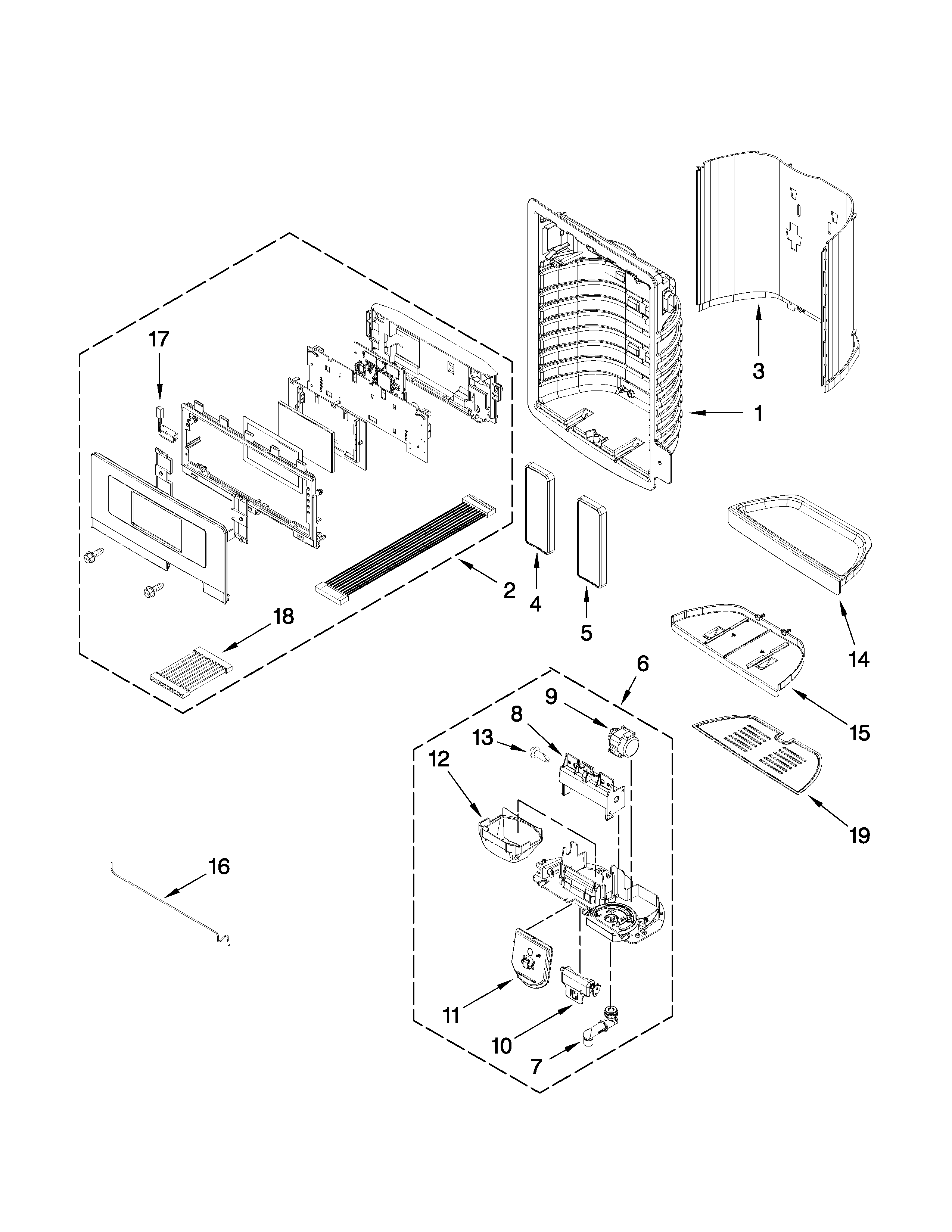 Dispenser front parts