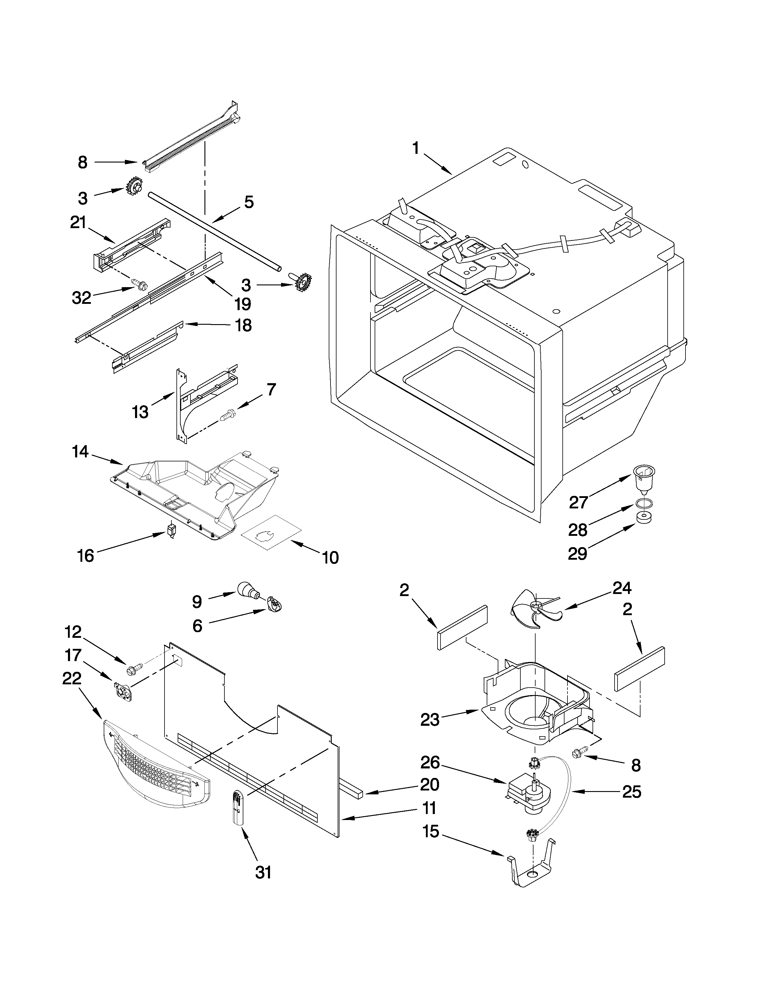 Freezer liner parts