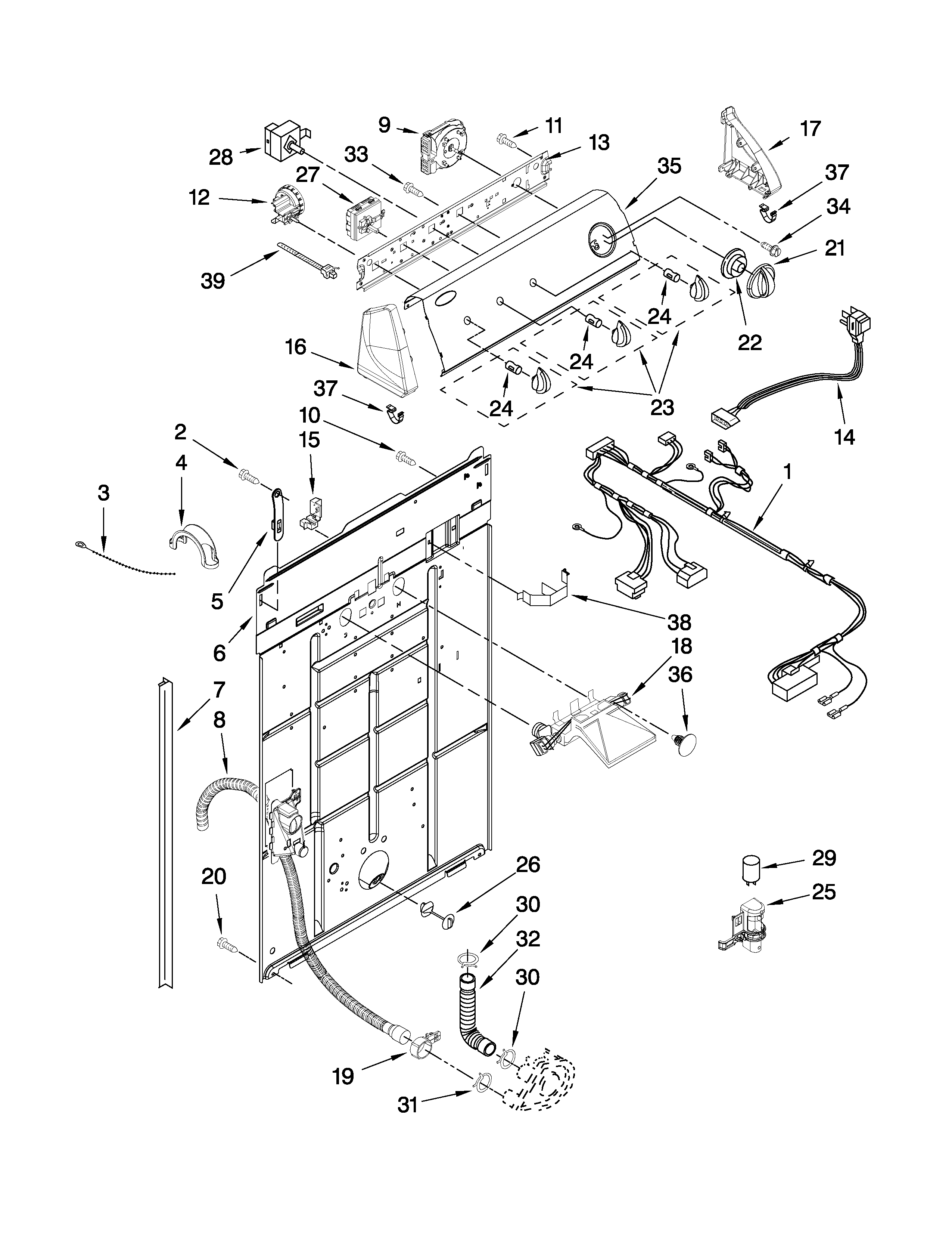 Controls and rear panel parts