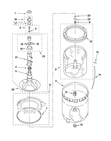 Agitator, basket and tub parts
