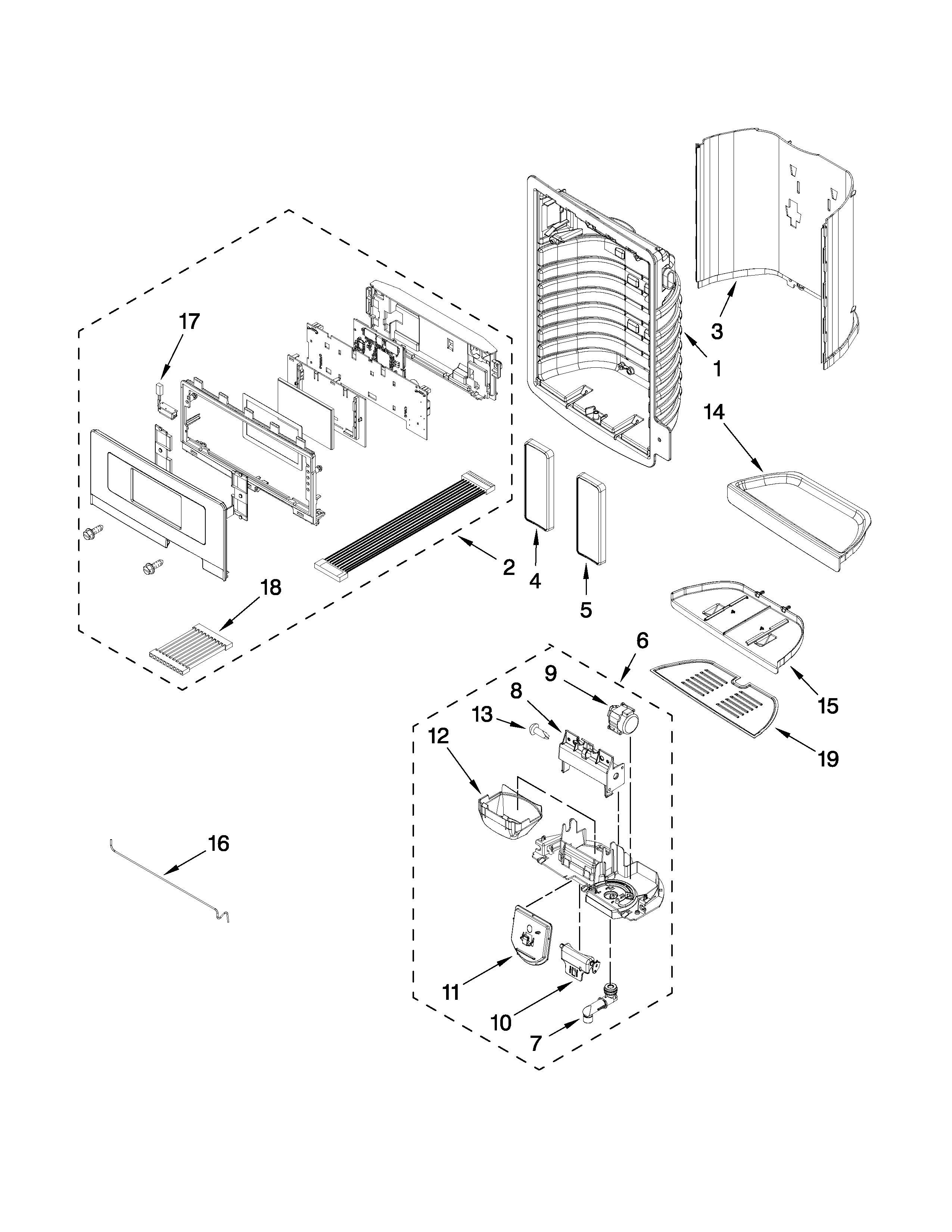 Dispenser front parts