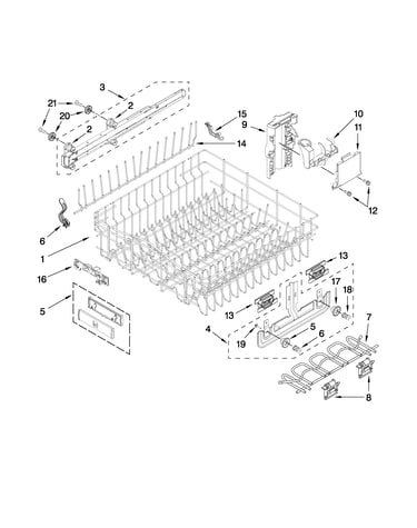 Upper rack and track parts