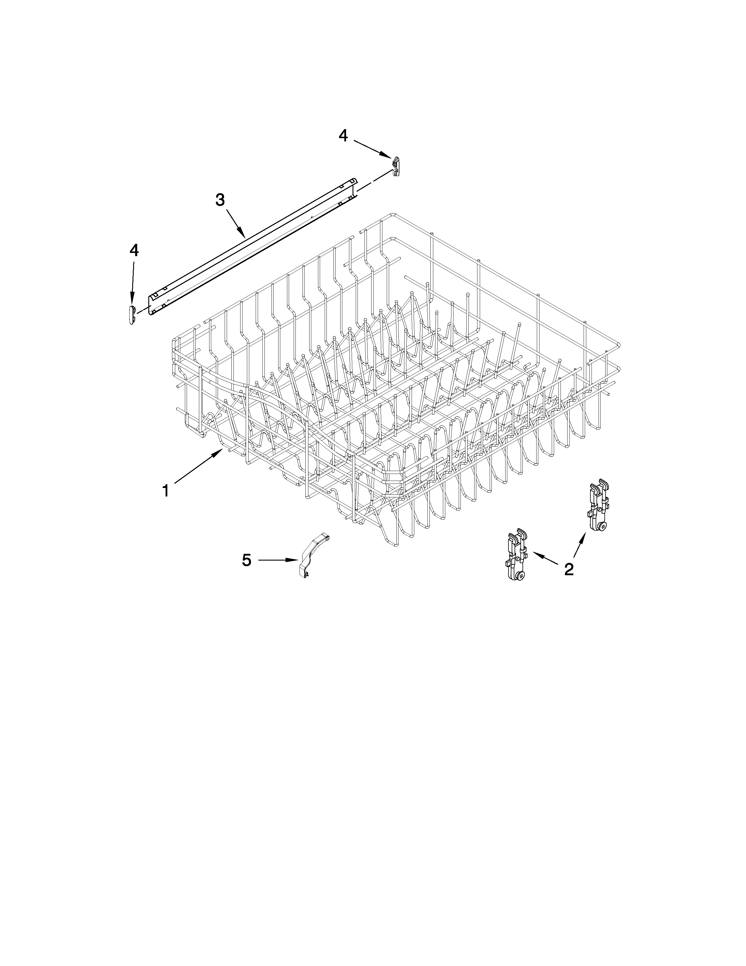 Upper rack and track parts