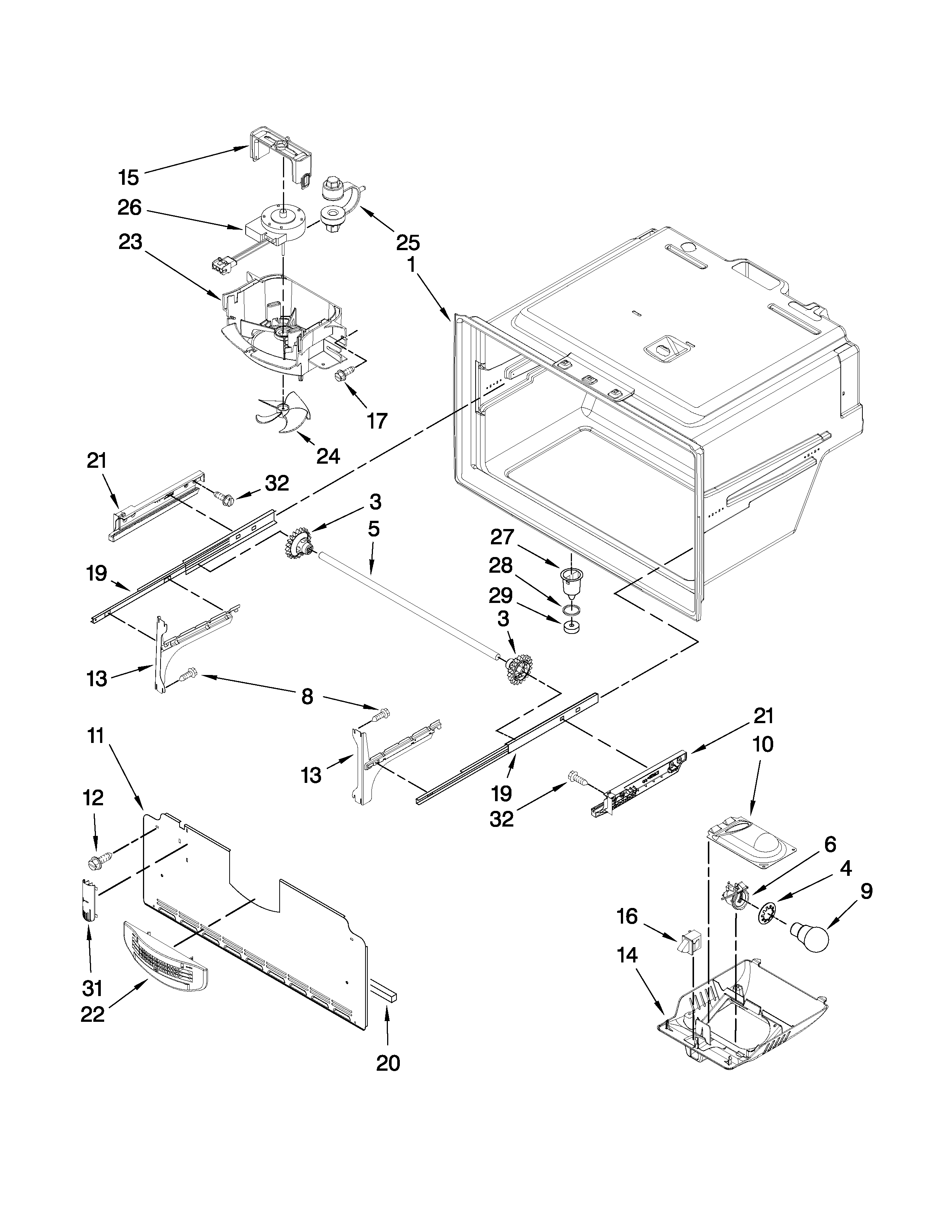 Freezer liner parts