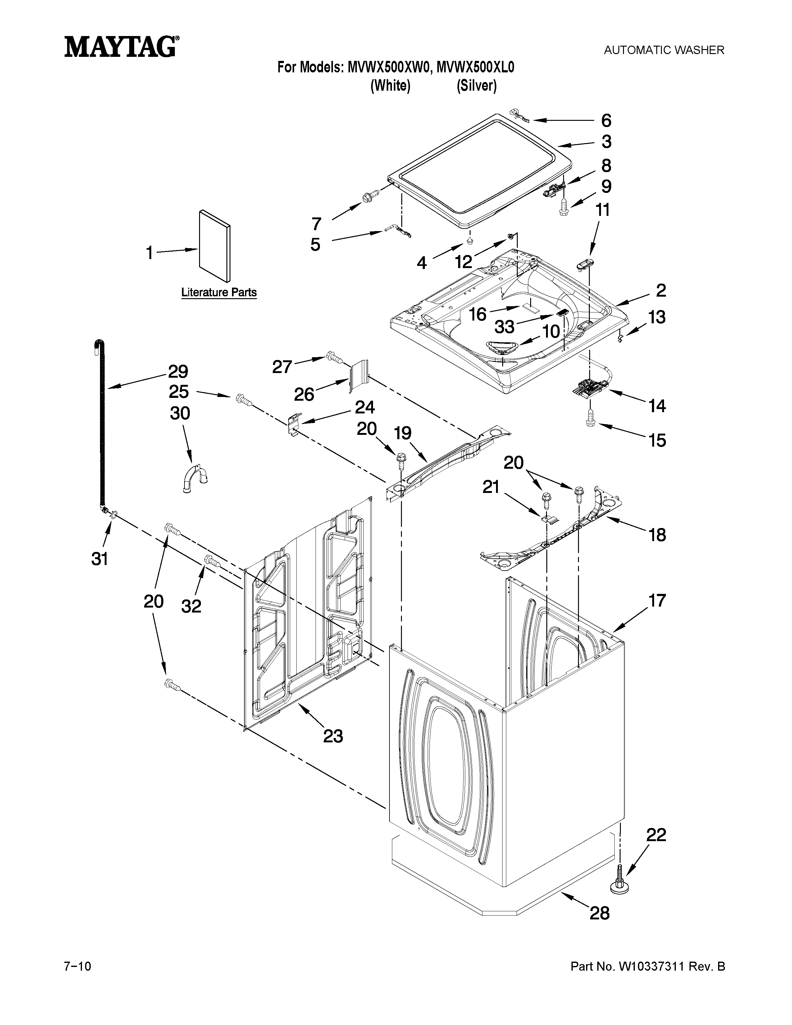 Top and cabinet parts