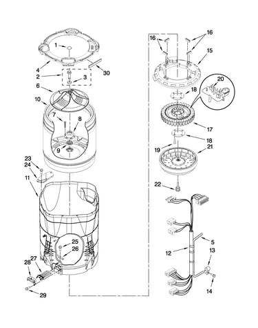 Motor, basket and tub parts