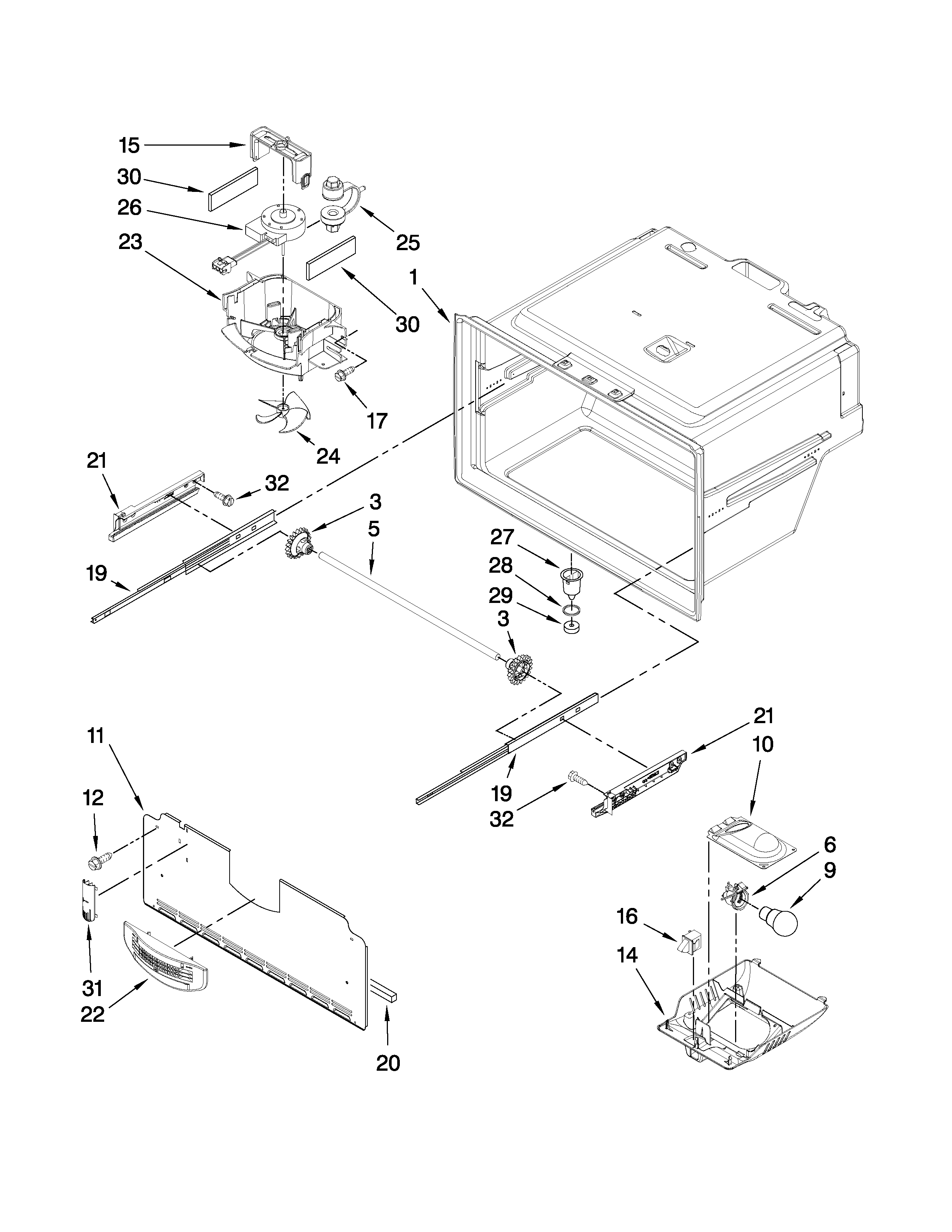 Freezer liner parts
