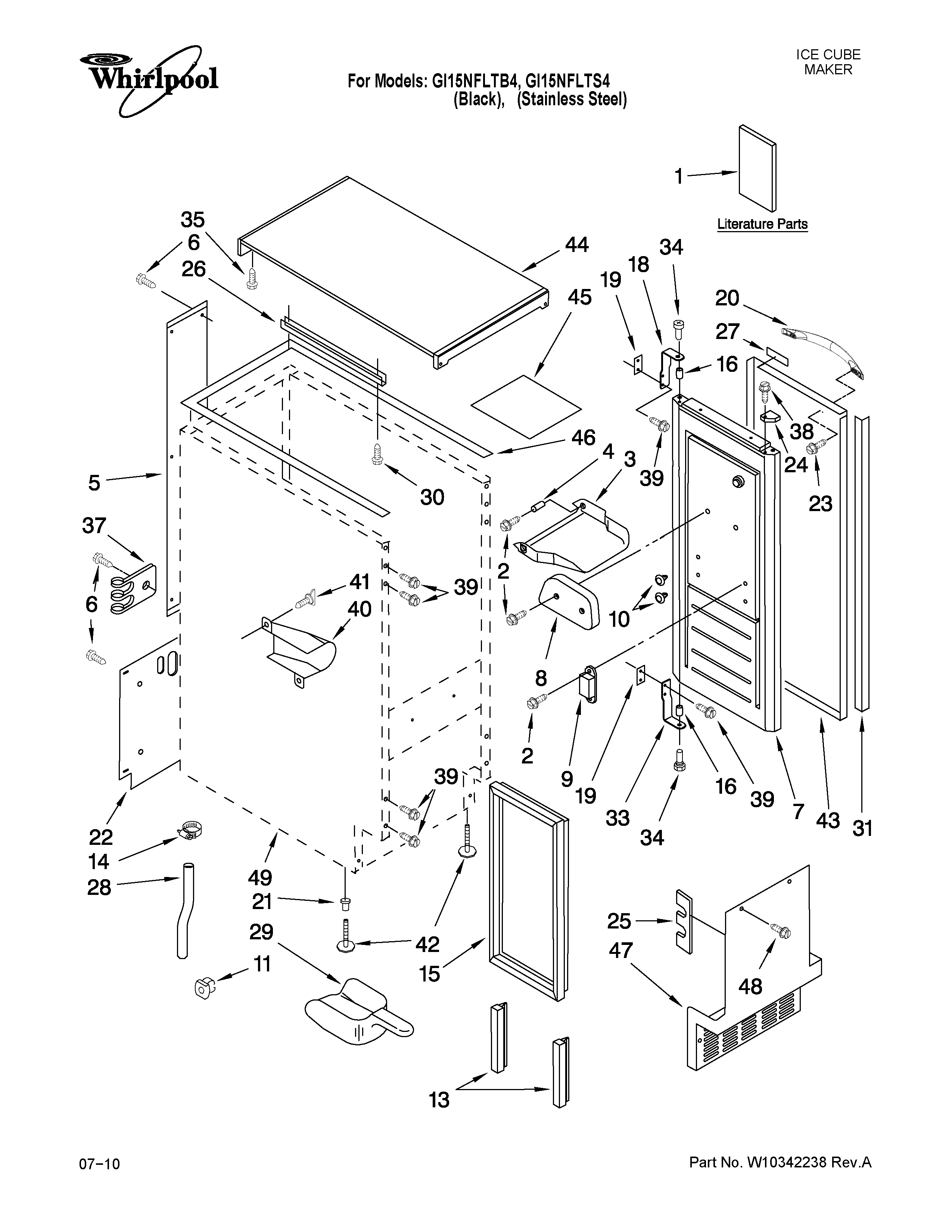 Cabinet liner and door parts