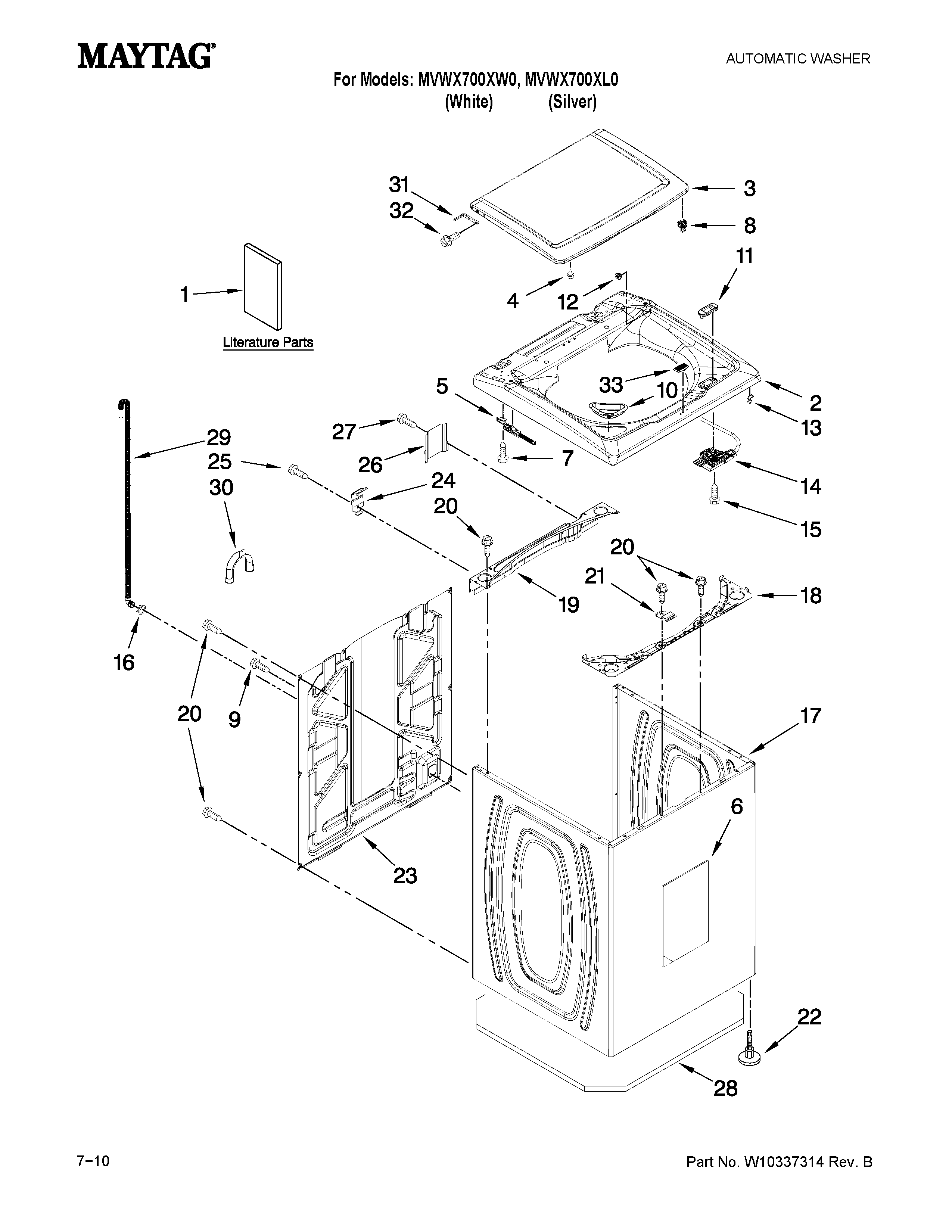 TOP AND CABINET PARTS