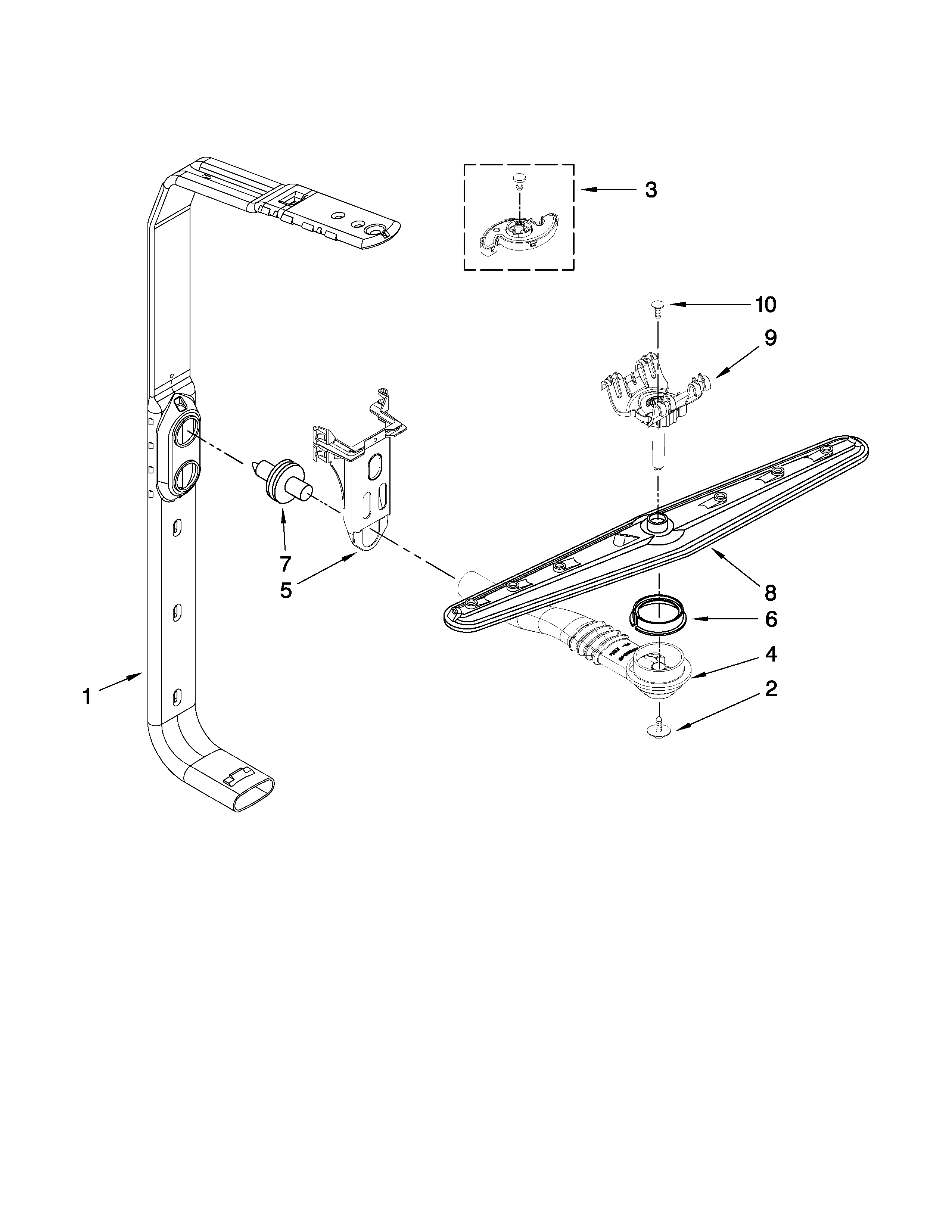 Upper wash and rinse parts