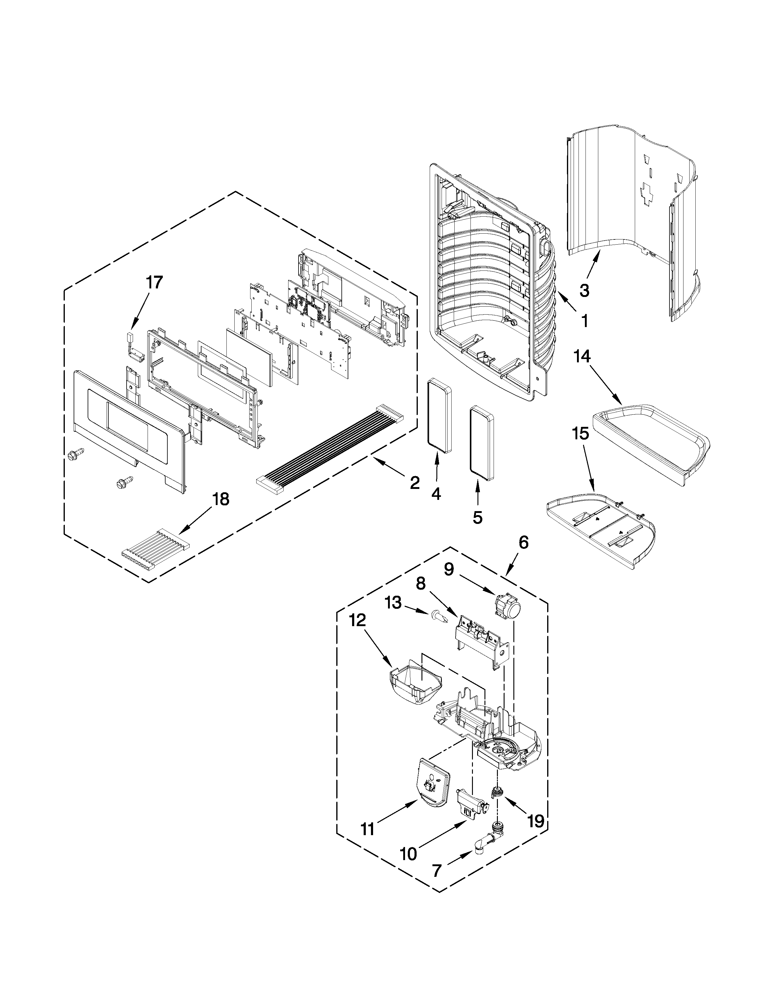 Dispenser front parts