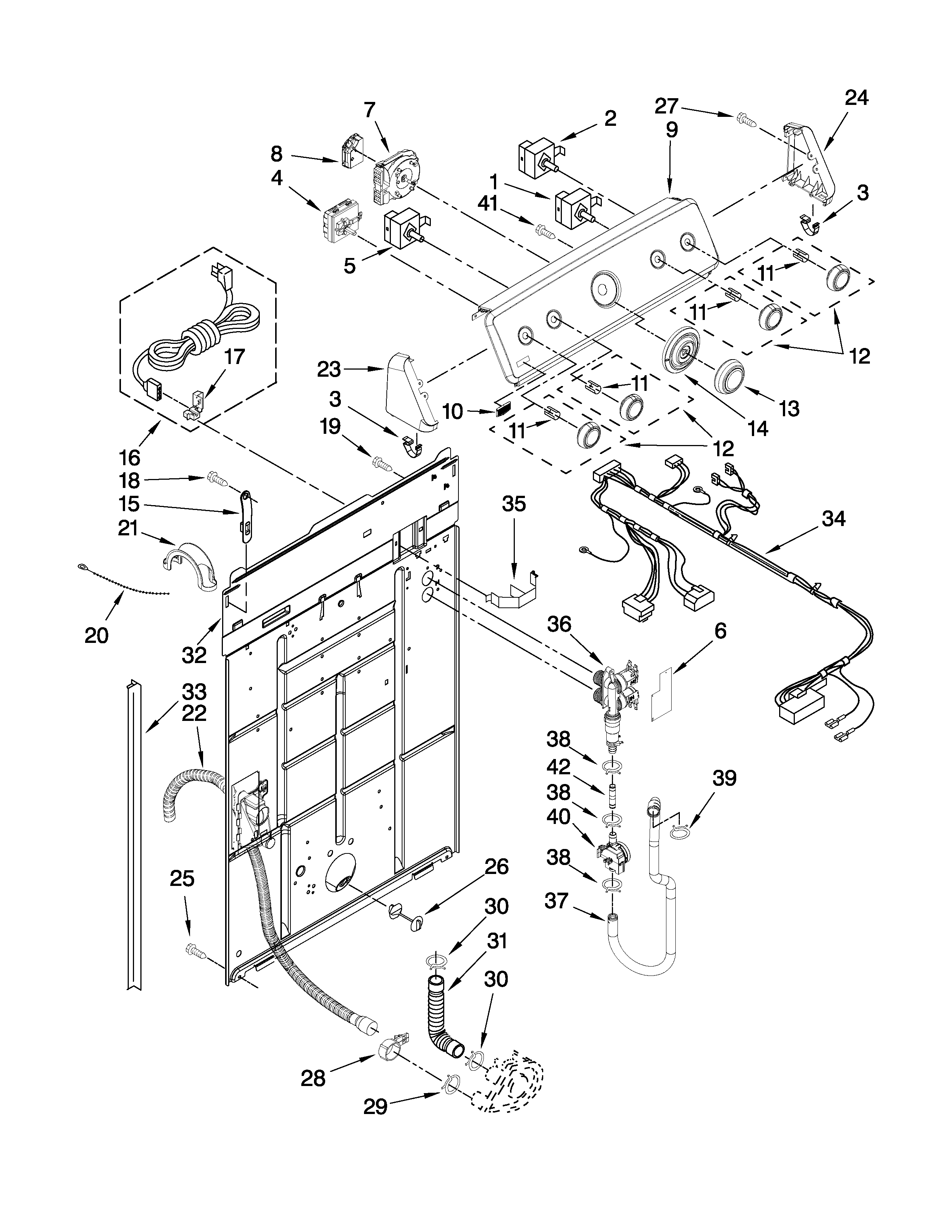 Controls and rear panel parts