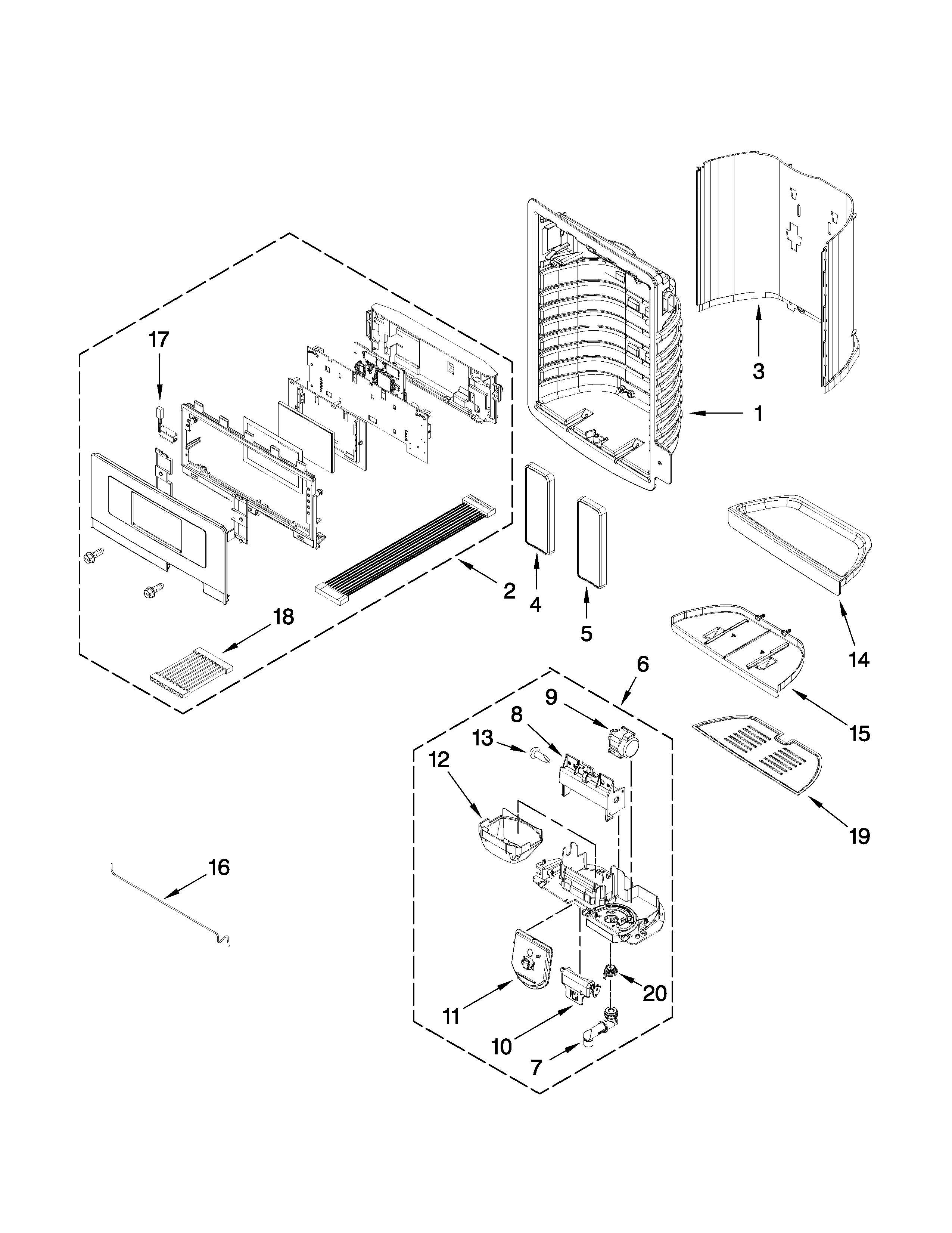 Dispenser front parts